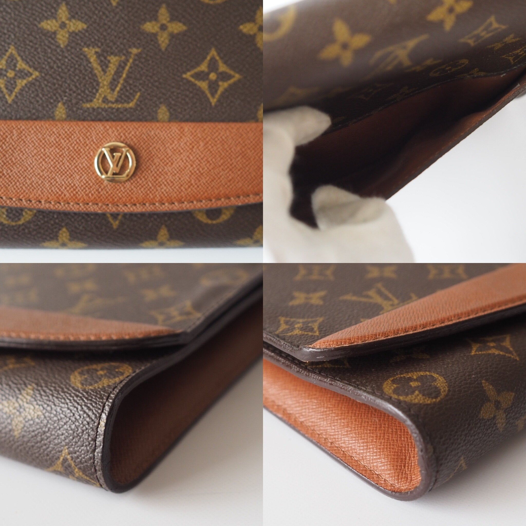 LOUIS VUITTON  Bordeaux Shoulder Clutch Bag Brown Monogram Authentic