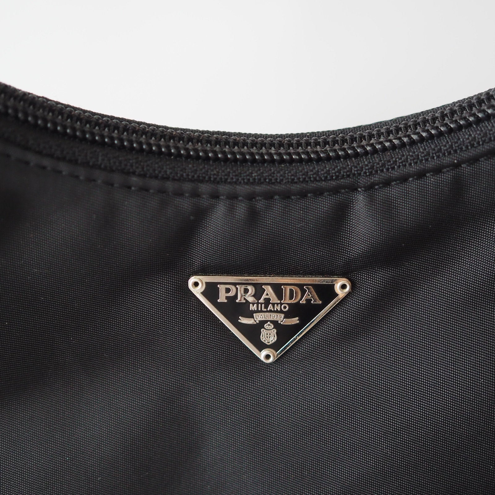 PRADA Nylon Hand Bag Black Logo Purse Authentic