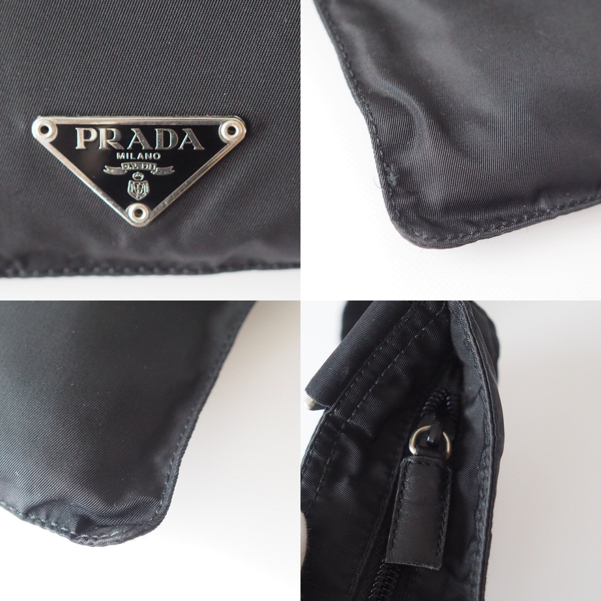 PRADA Nylon Shoulder Bag Sakosh Black Logo Authentic