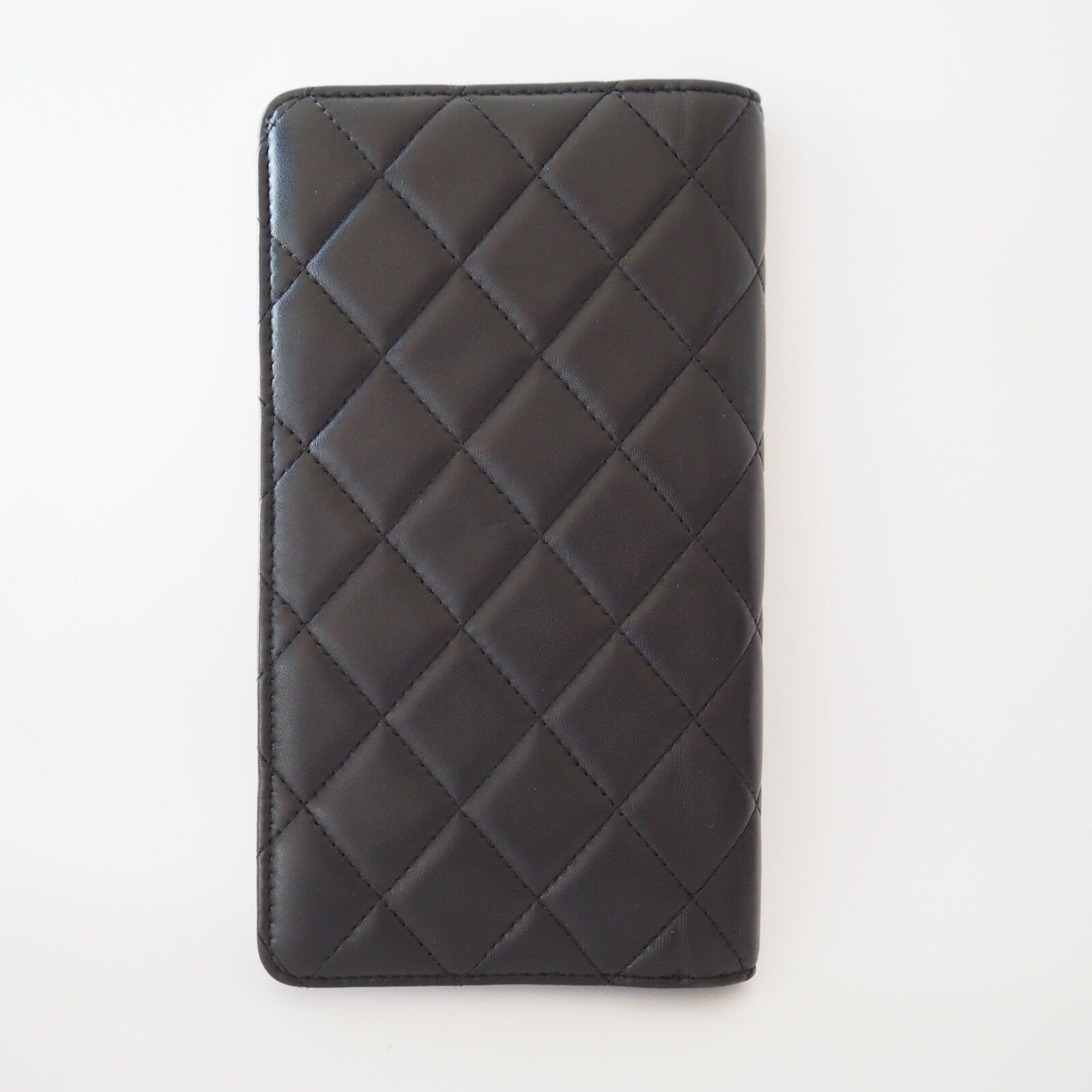 CHANEL Matelasse CC Logo Leather Agenda Cover Diary Black Vintage Box