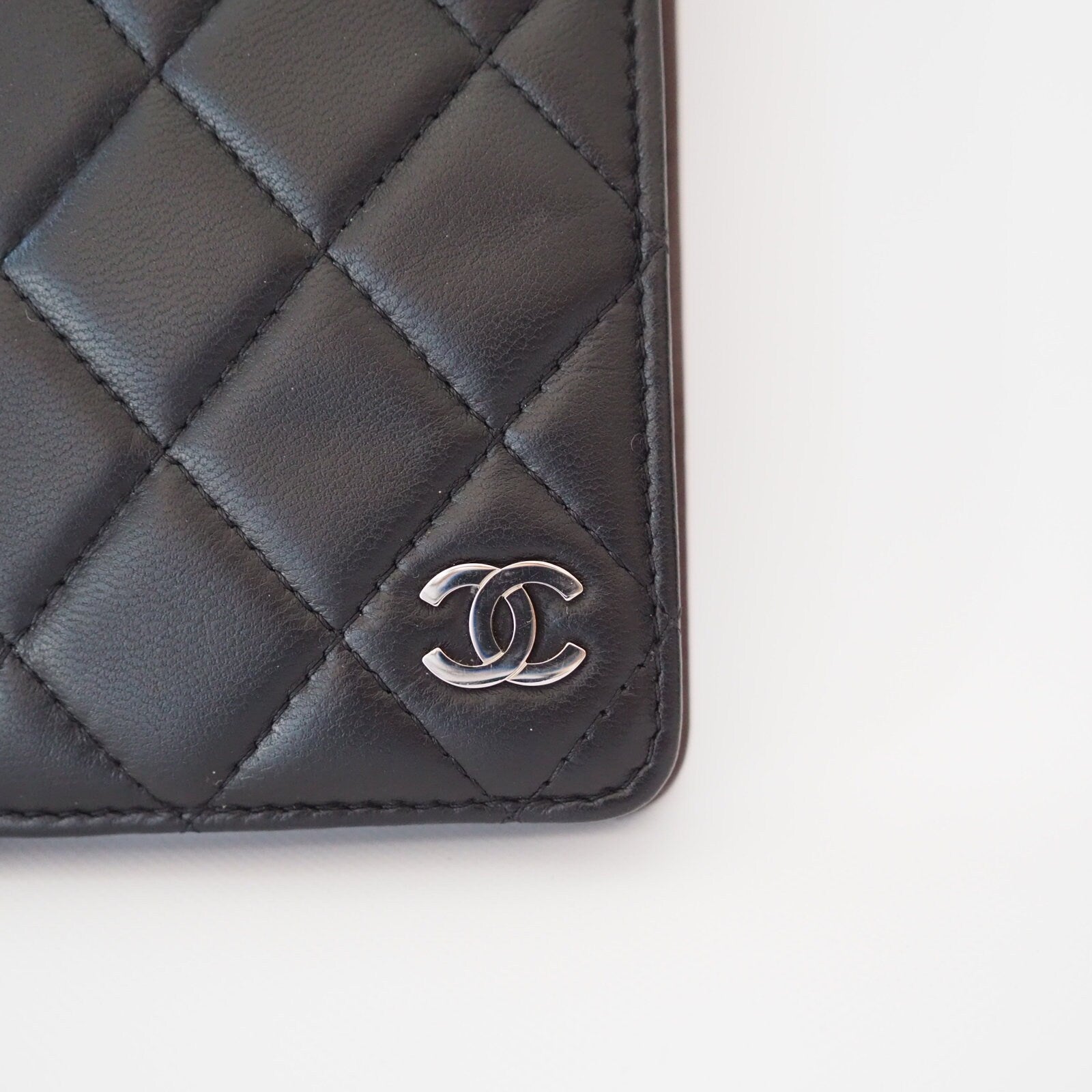 CHANEL Matelasse CC Logo Leather Agenda Cover Diary Black Vintage Box