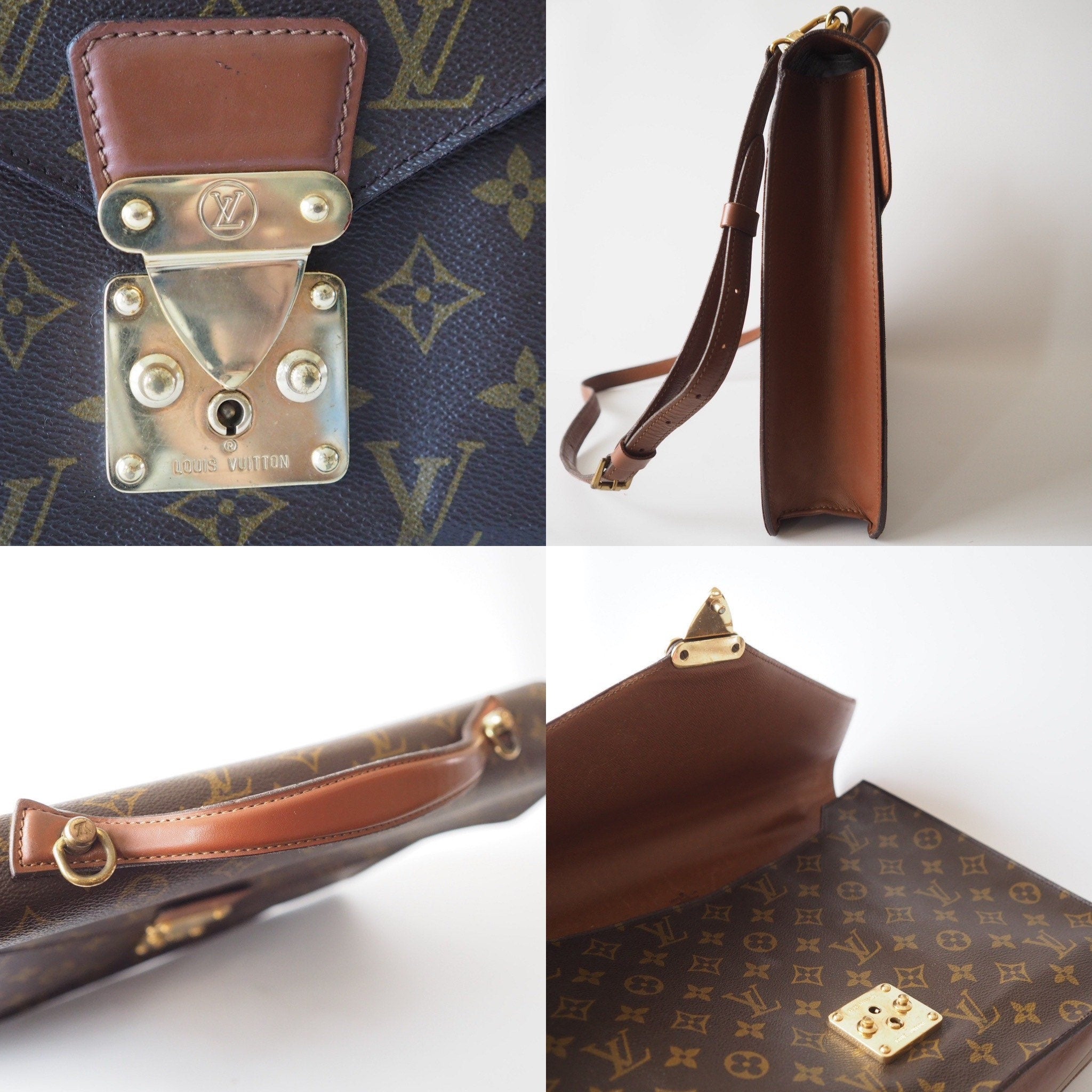 LOUIS VUITTON Monogram Porte Documents Bandouliere 2way Hand Shoulder Bag Business briefcase M53338 Authentic