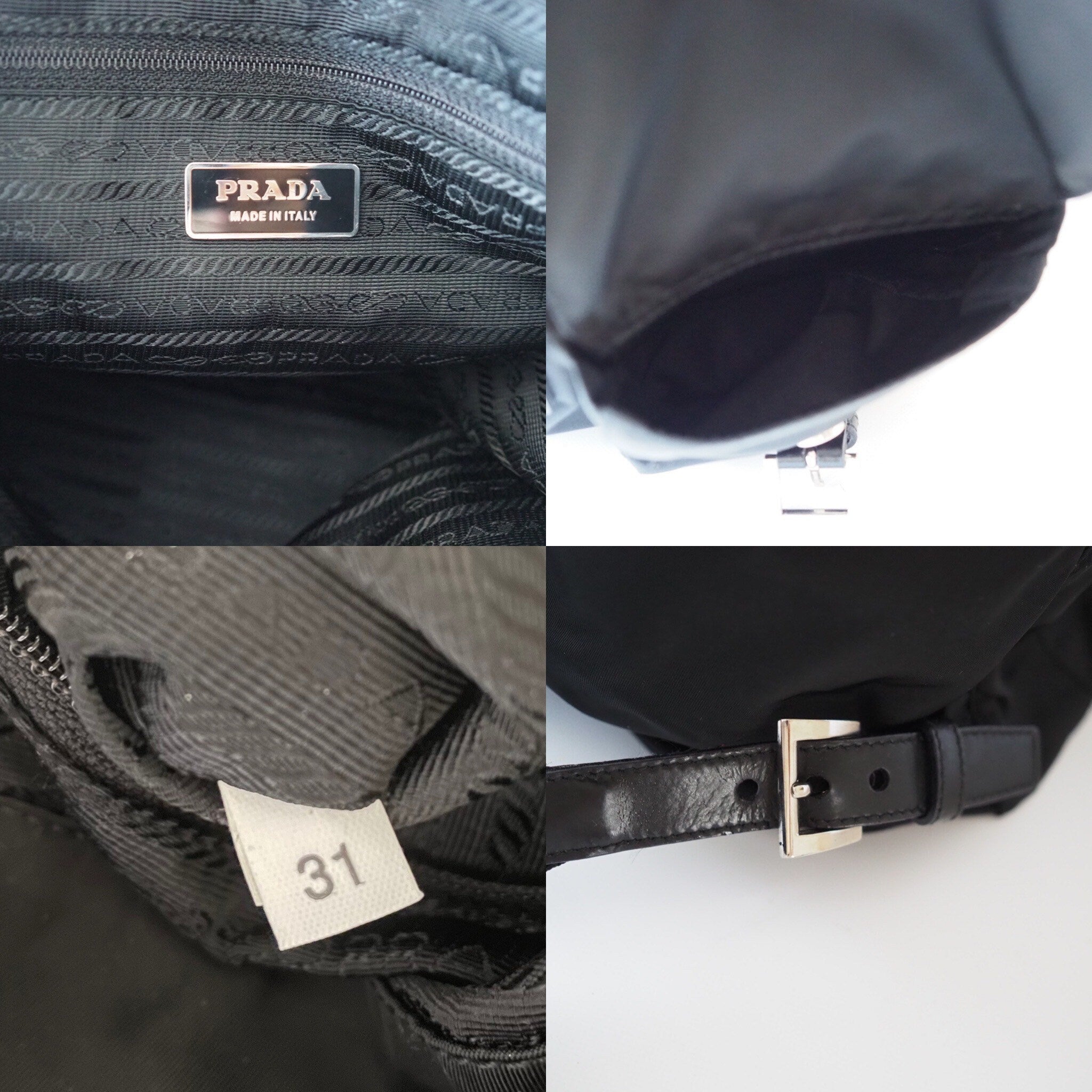 PRADA Nylon Backpack Bag Black Logo Purse Authentic