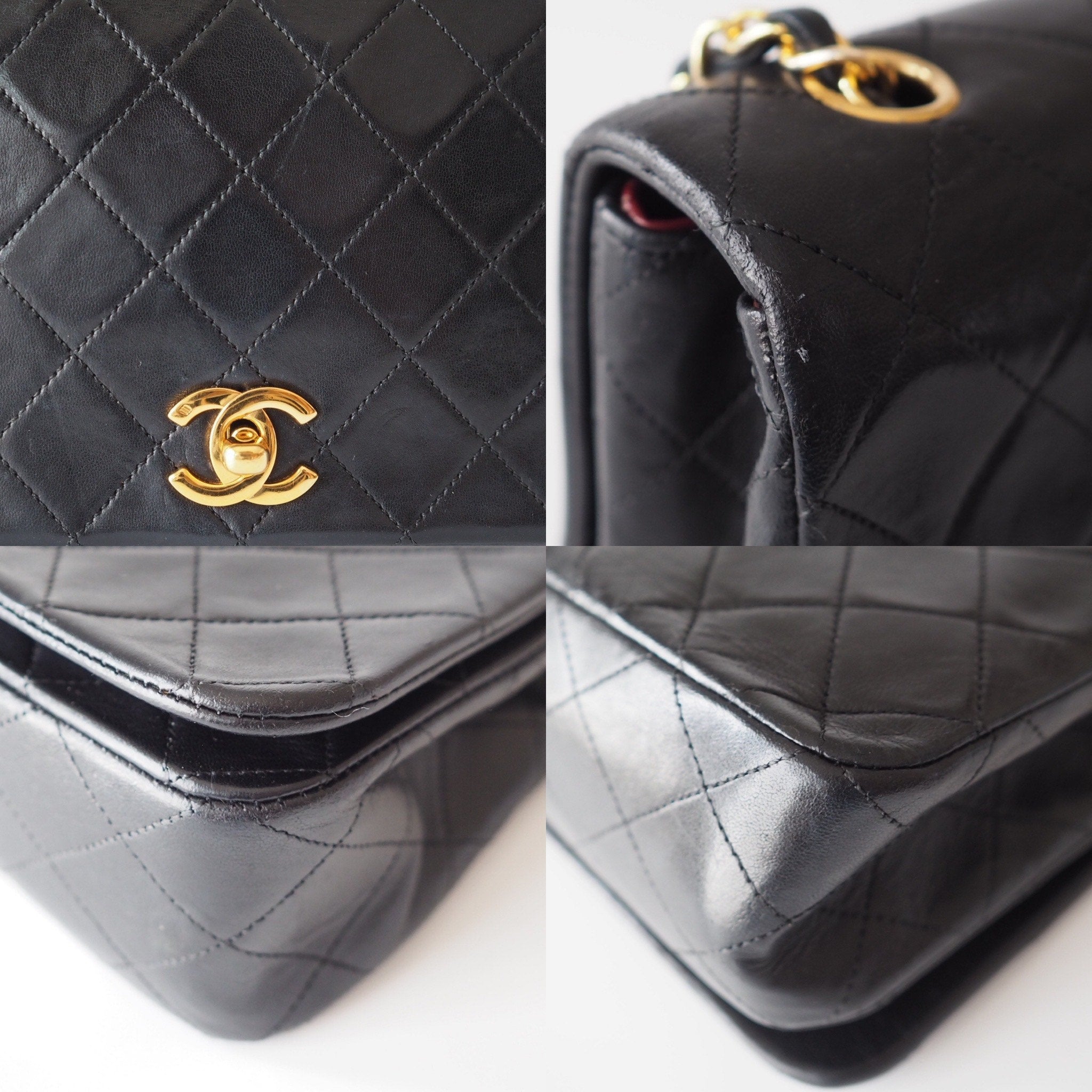 CHANEL Matelasse Quilted CC Single Chain Mini Shoulder Bag Black Leather Authentic