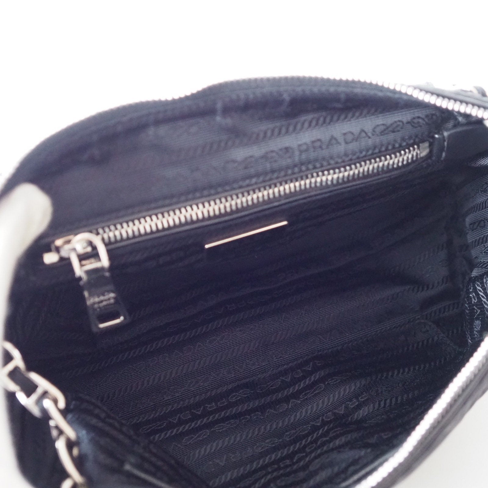 PRADA Nylon Quilting Chain Shoulder Bag Black Purse Authentic