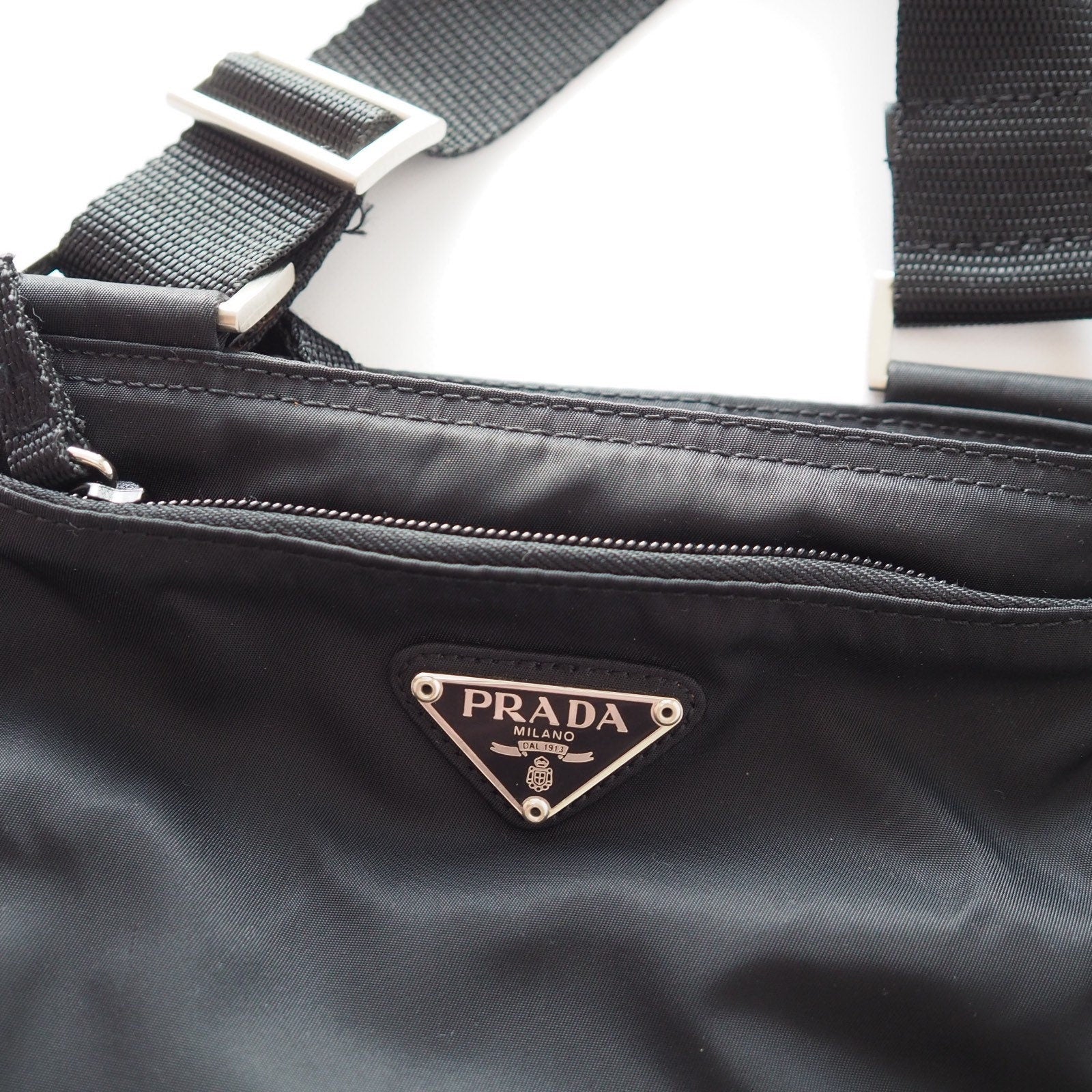 PRADA Nylon Shoulder Bag Sakosh Black Logo Authentic