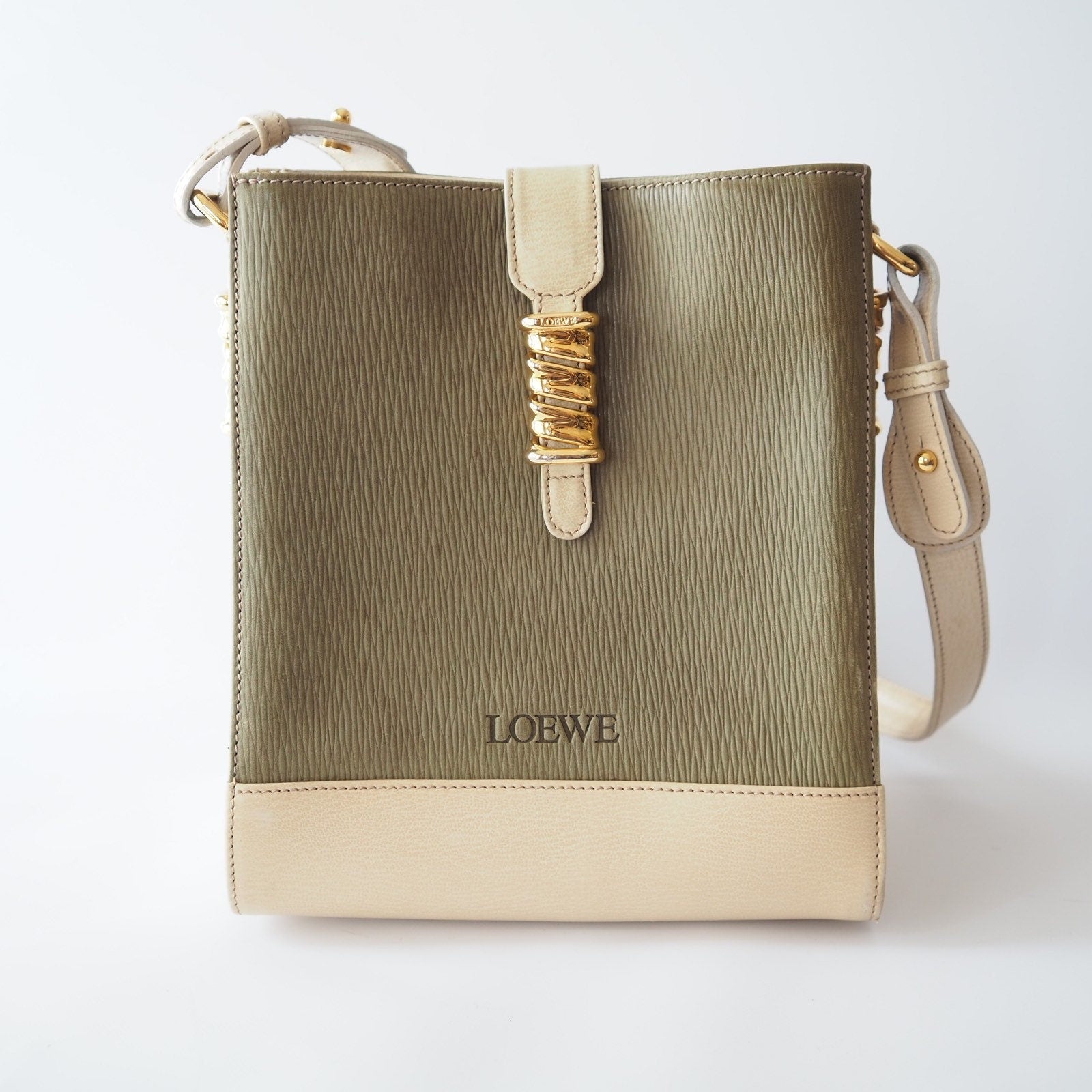 LOEWE VELAZQUEZ Twist Shoulder Bag Green Authentic