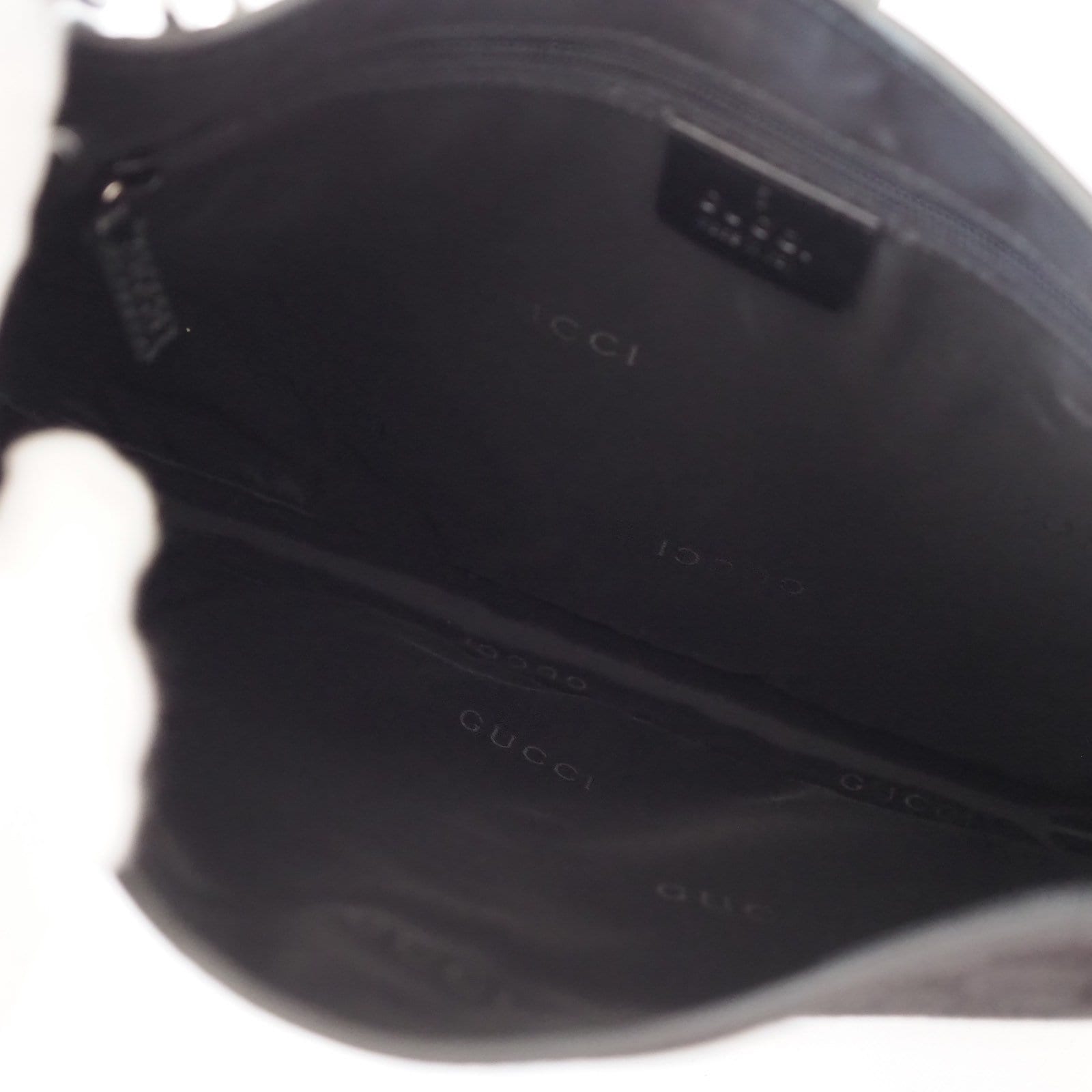 GUCCI Jackie GG Leather Canvas Chain Shoulder Bag Black Authentic