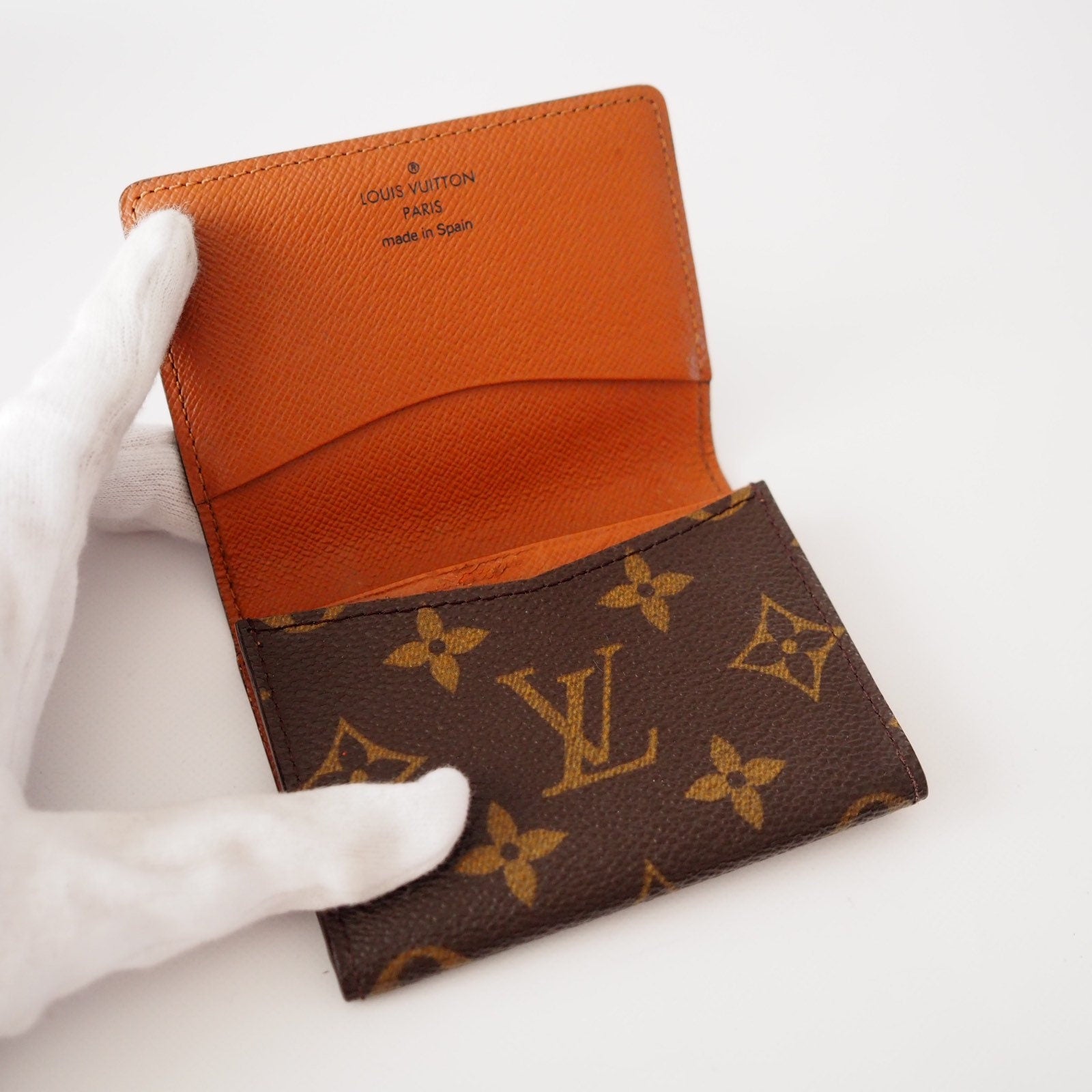 LOUIS VUITTON Card Pas Case Purse ID Brown Monogram Authentic Box