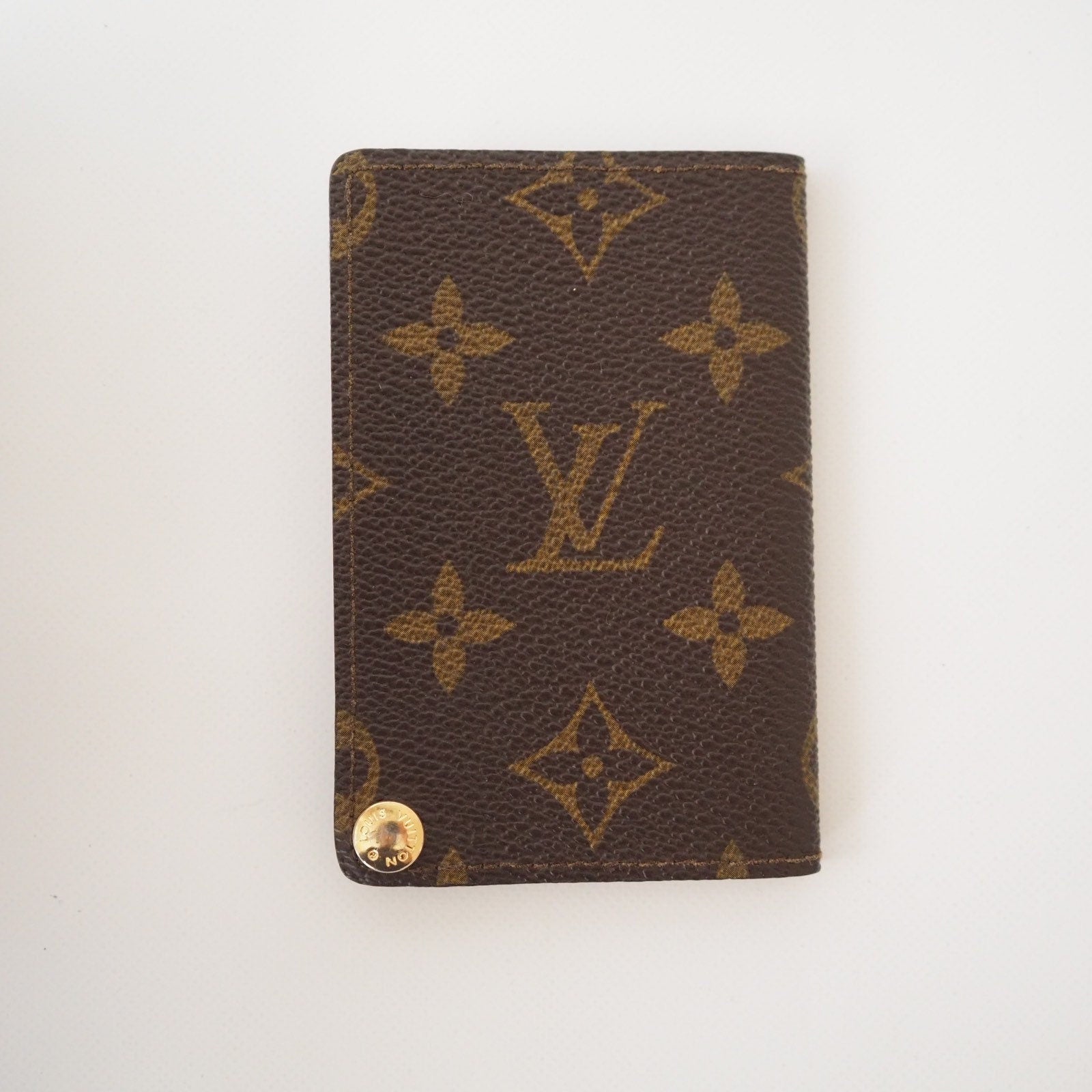 LOUIS VUITTON Monogram Porte Cartes Credit Pression Card Case vintage Authentic