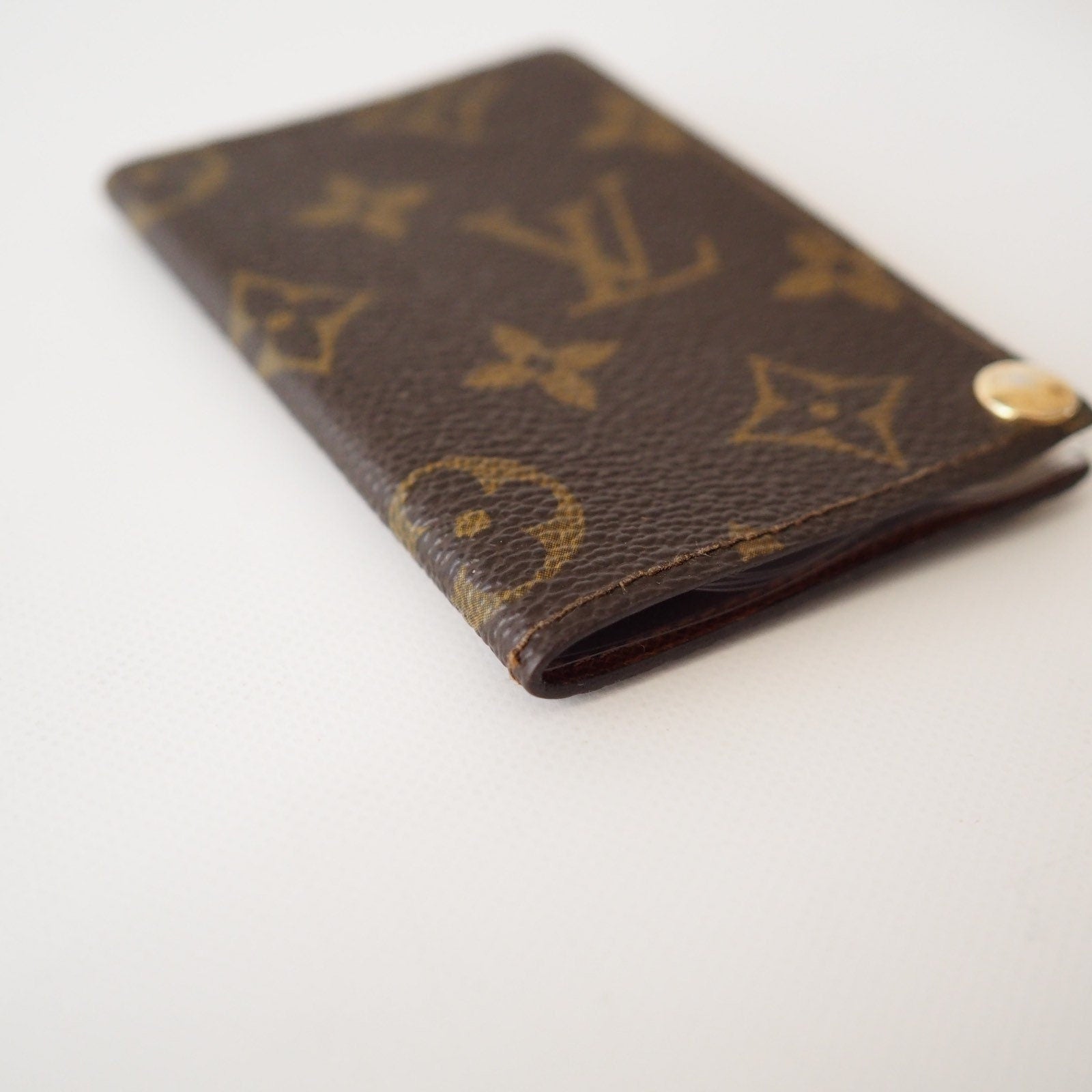 LOUIS VUITTON Monogram Porte Cartes Credit Pression Card Case vintage Authentic