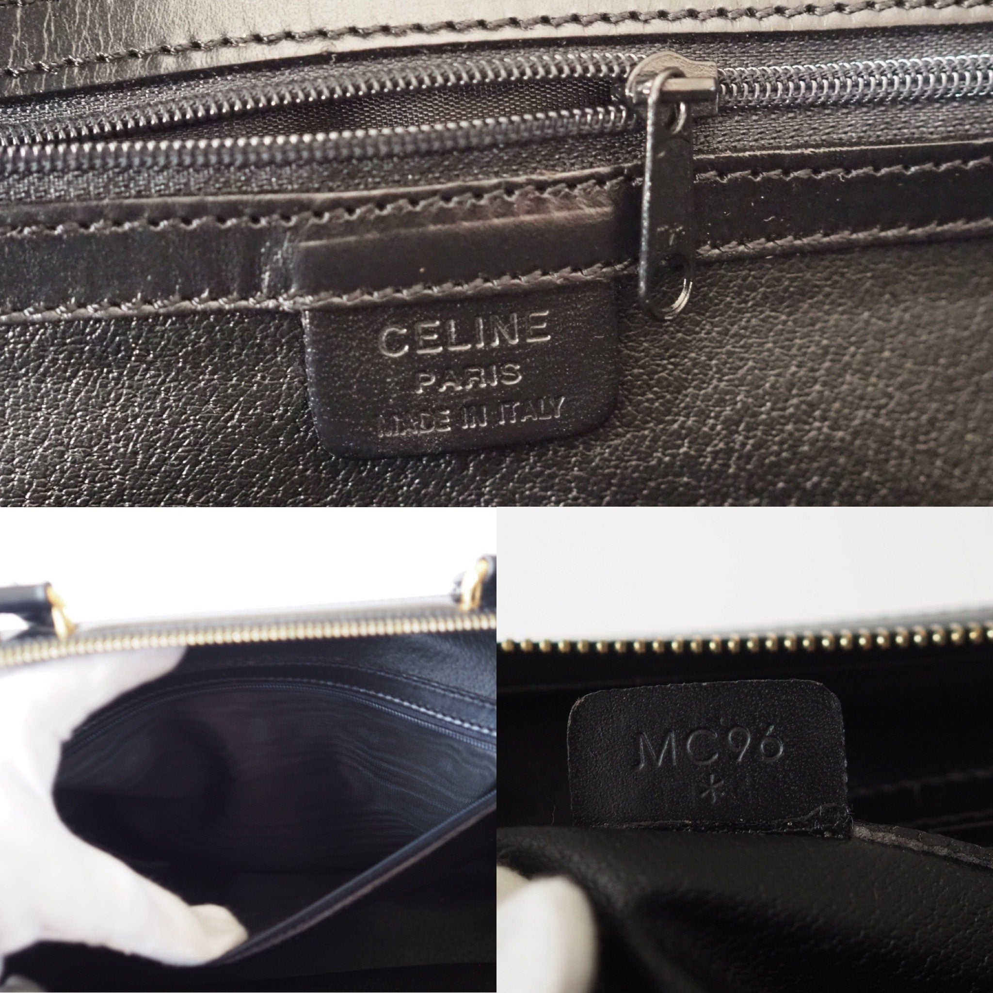 CELINE Macadam Hand Boston Bag Black Vintage Authentic