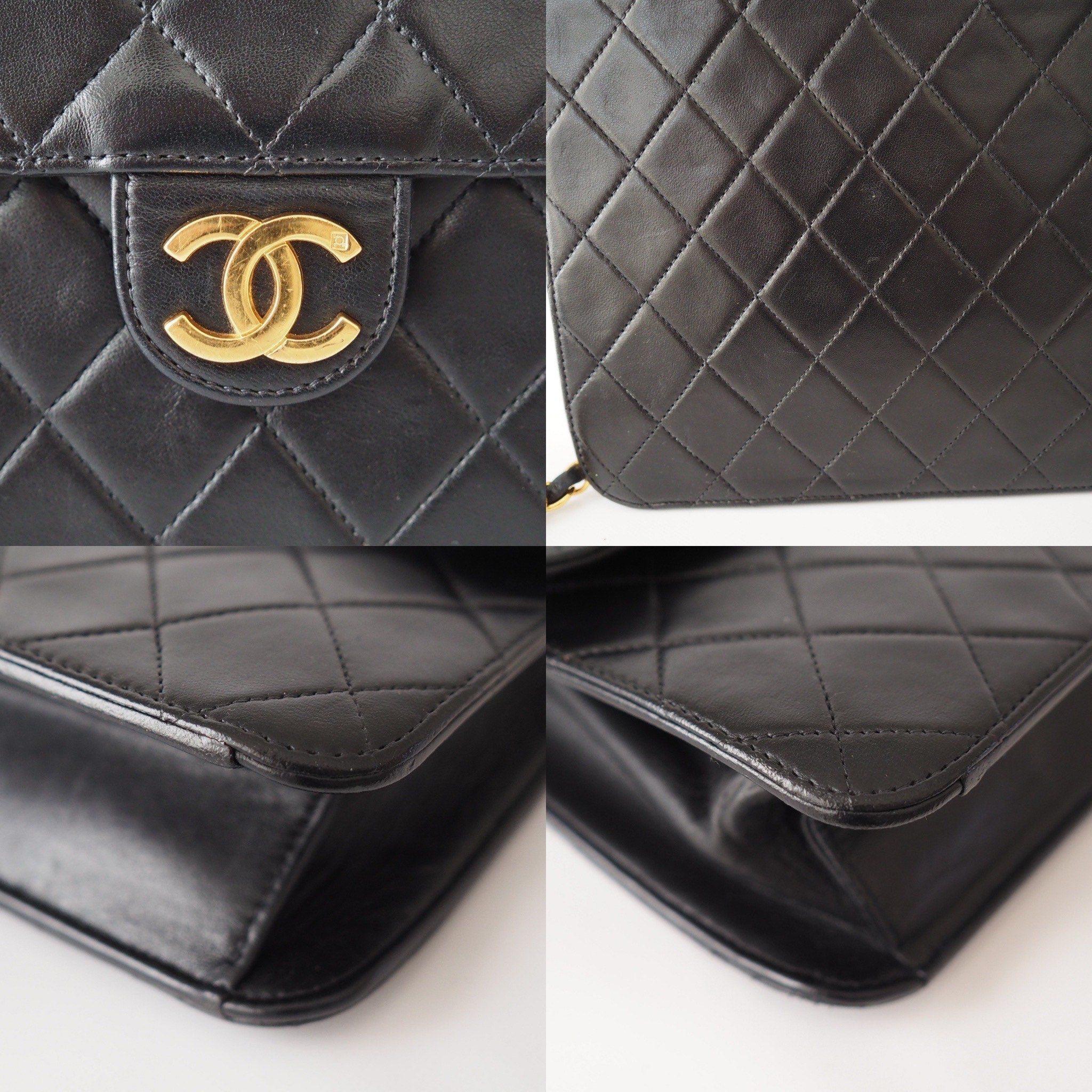 CHANEL Matelasse Quilted CC Logo  Chain Shoulder Bag Black vintage Authentic