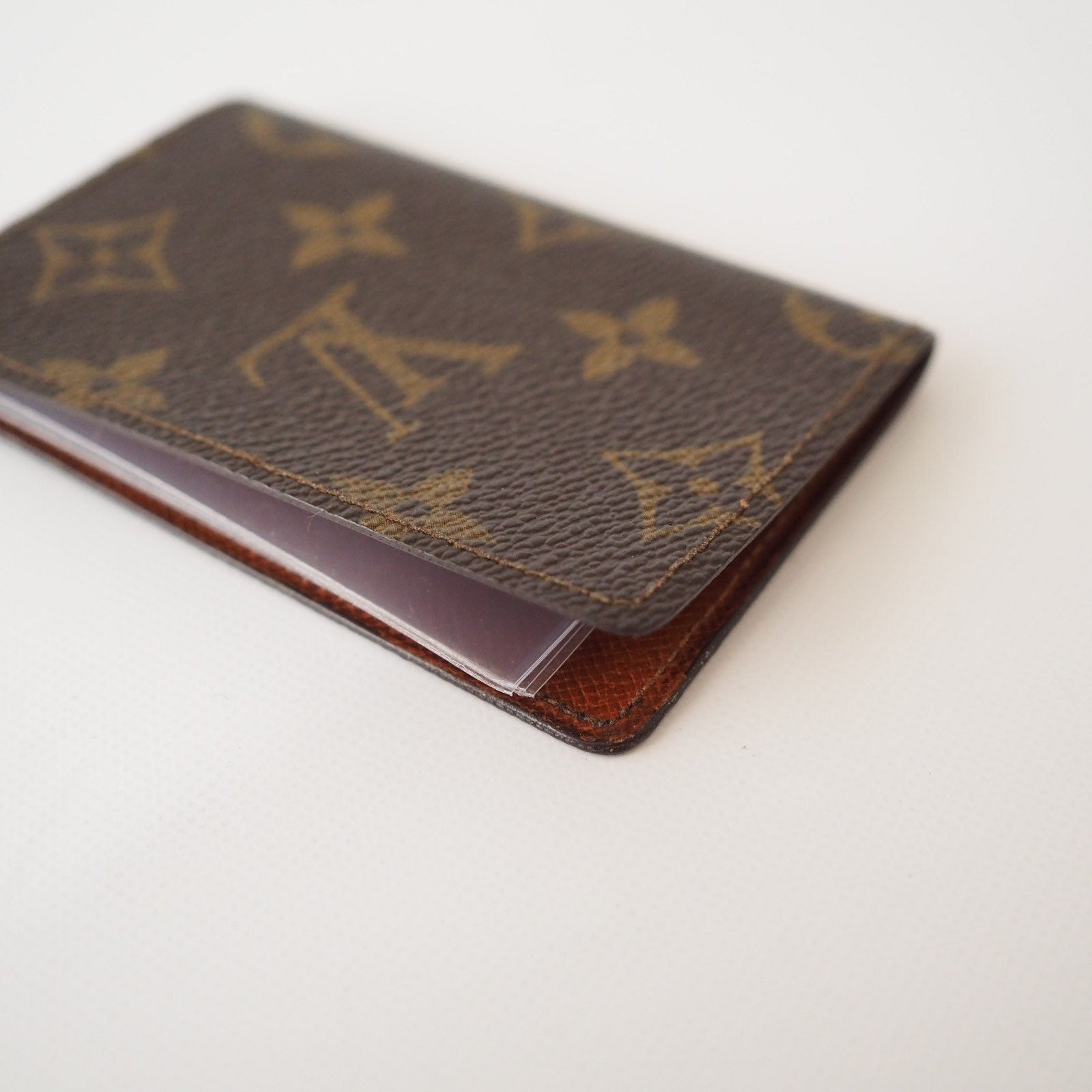 LOUIS VUITTON Monogram Porte Cartes Credit Pression Card Case vintage Authentic