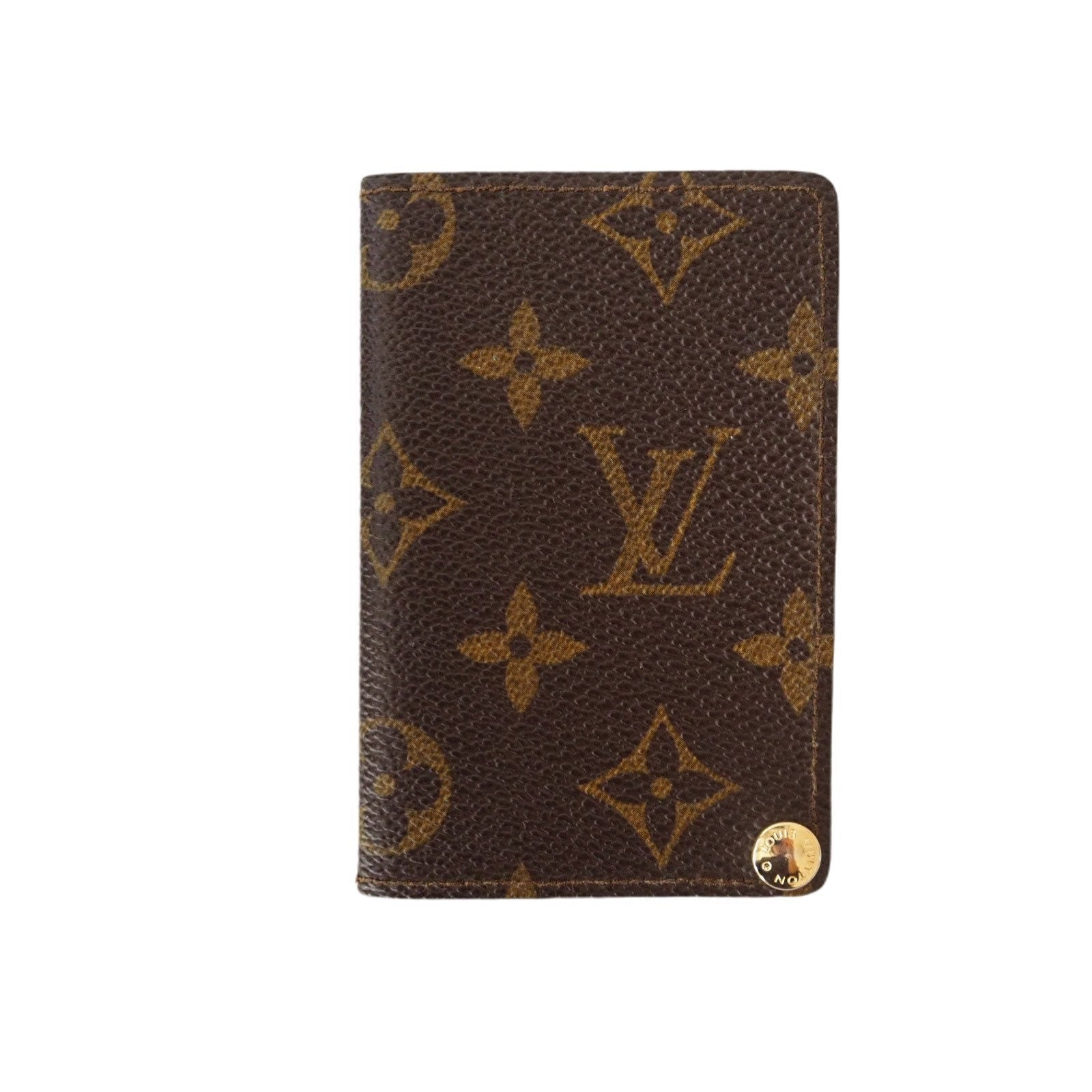 LOUIS VUITTON Monogram Porte Cartes Credit Pression Card Case vintage Authentic