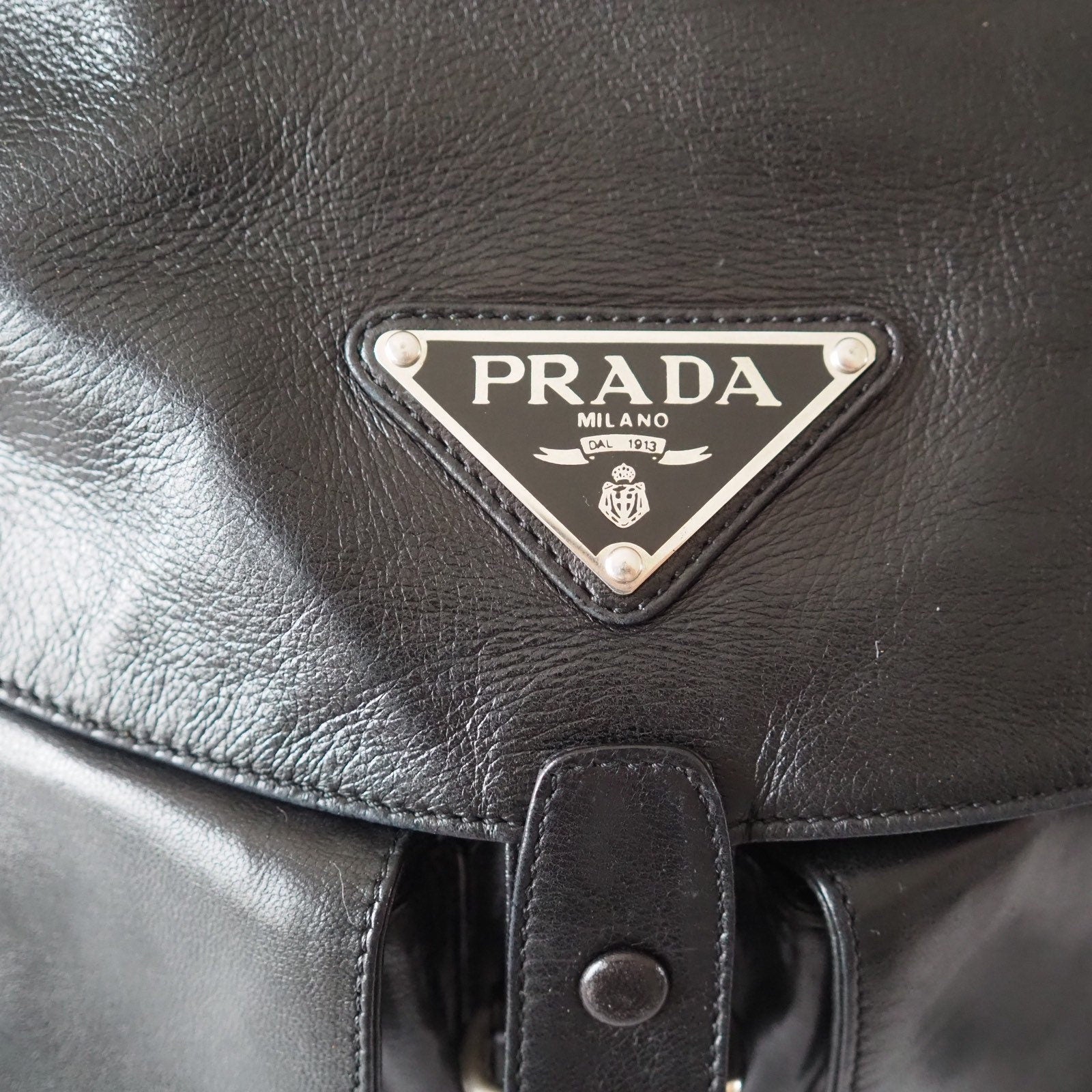 PRADA Backpack Bag Leather Black Logo Purse Authentic Unisex