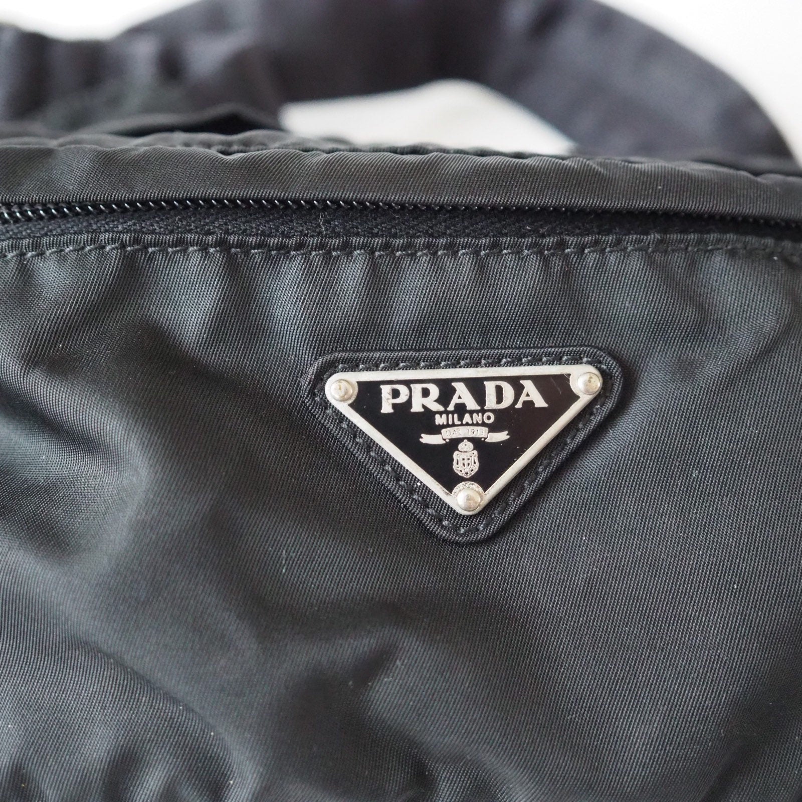 PRADA Nylon Body Bag Waist Pouch Black Logo Purse Authentic