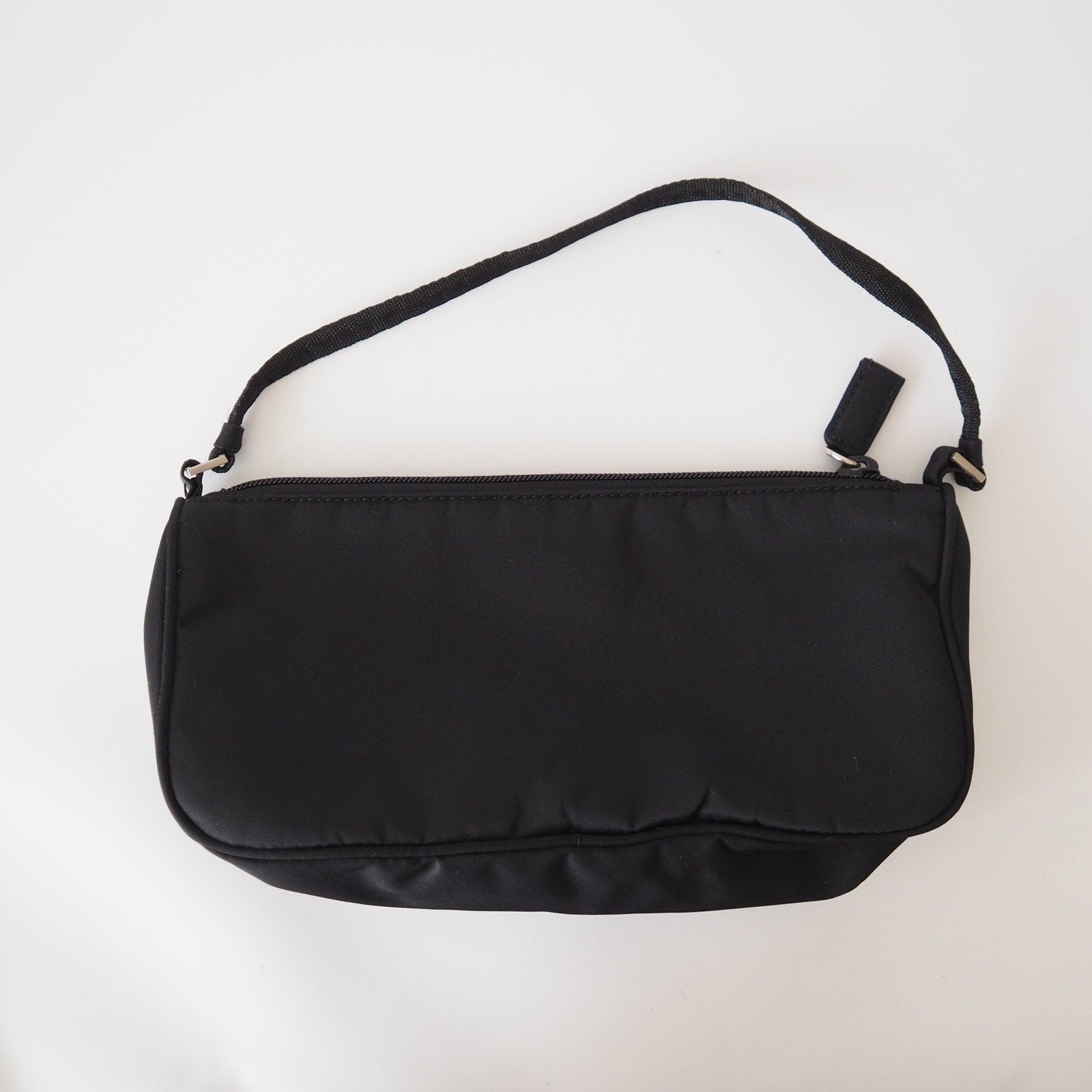 PRADA Nylon Hand Bag Accessory Pouch Black Logo Purse Authentic