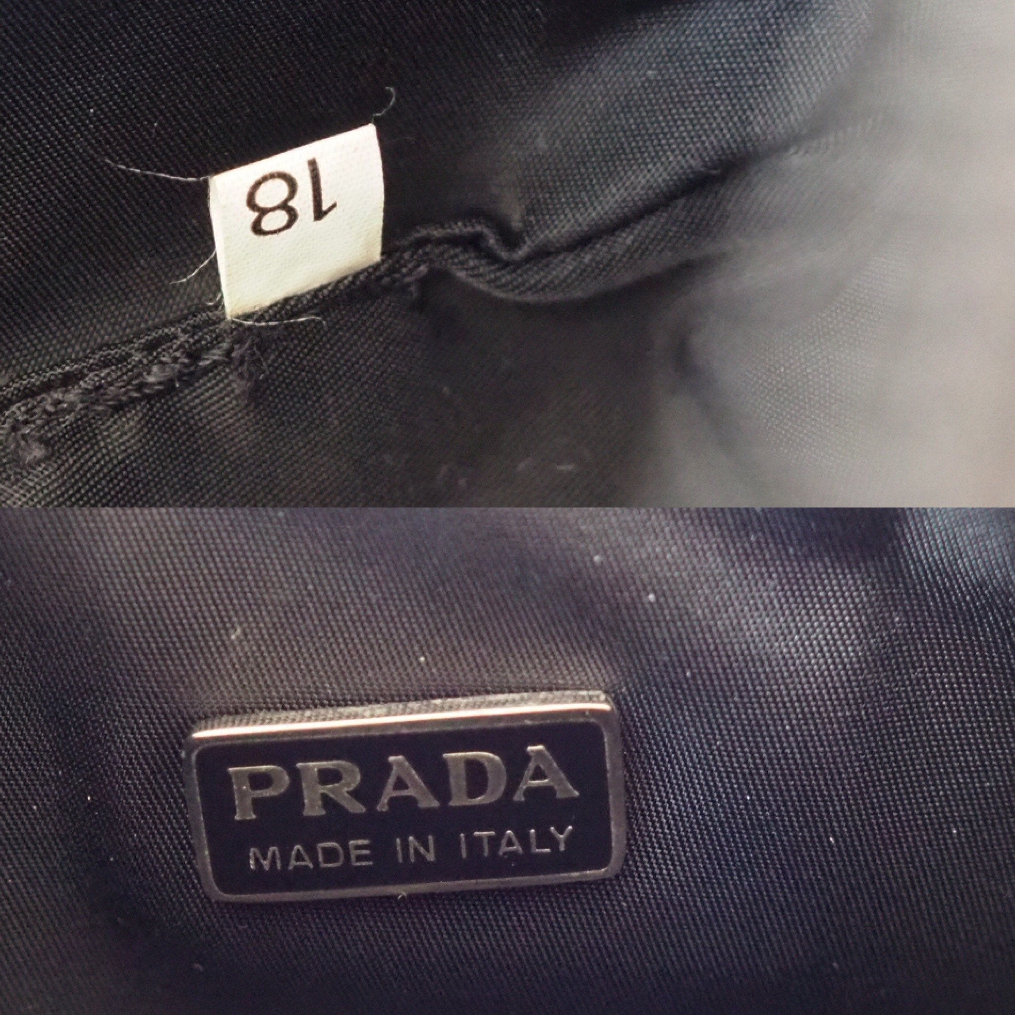 PRADA Nylon Hand Bag Accessory Pouch Black Logo Purse Authentic