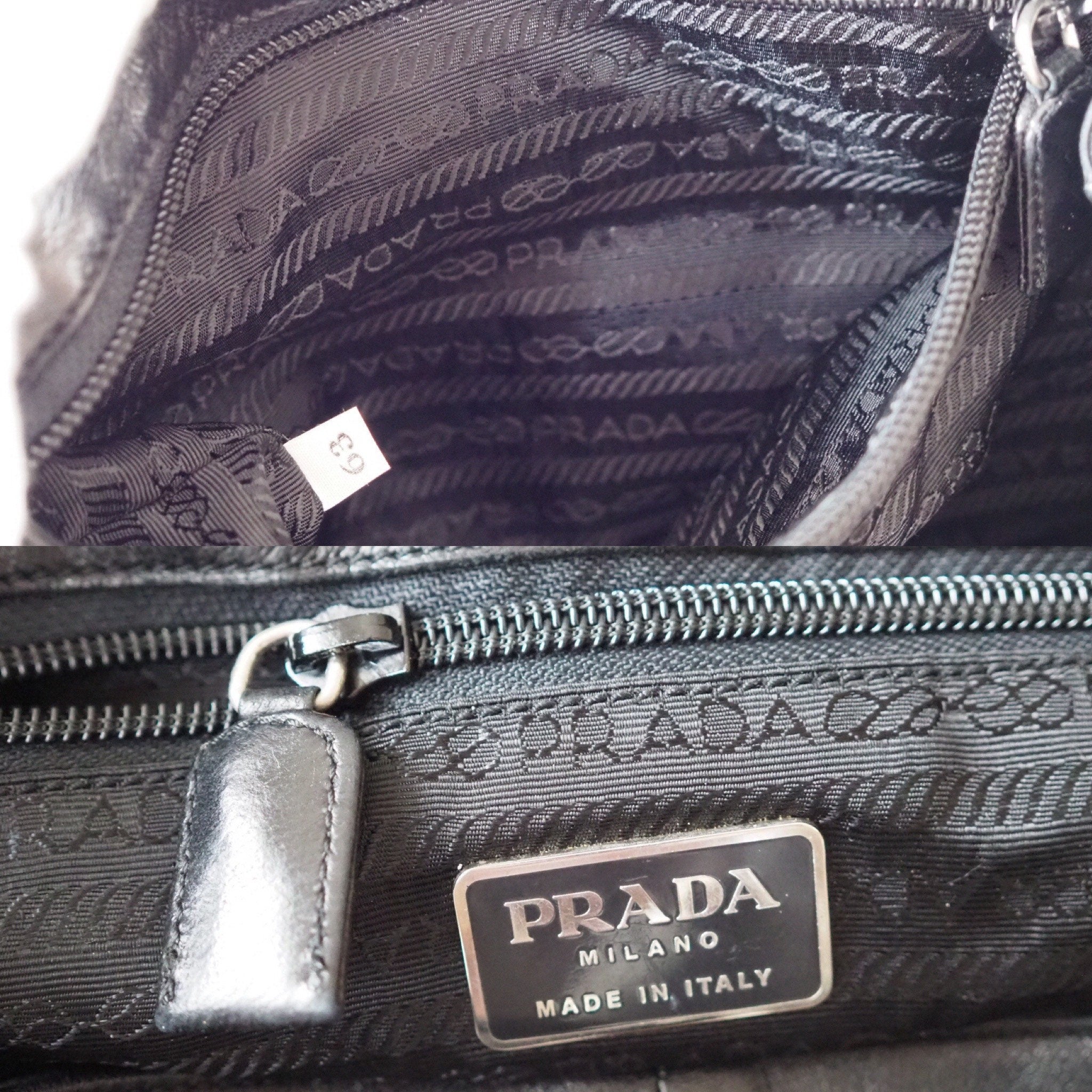 PRADA Backpack Bag Leather Black Logo Purse Authentic Unisex