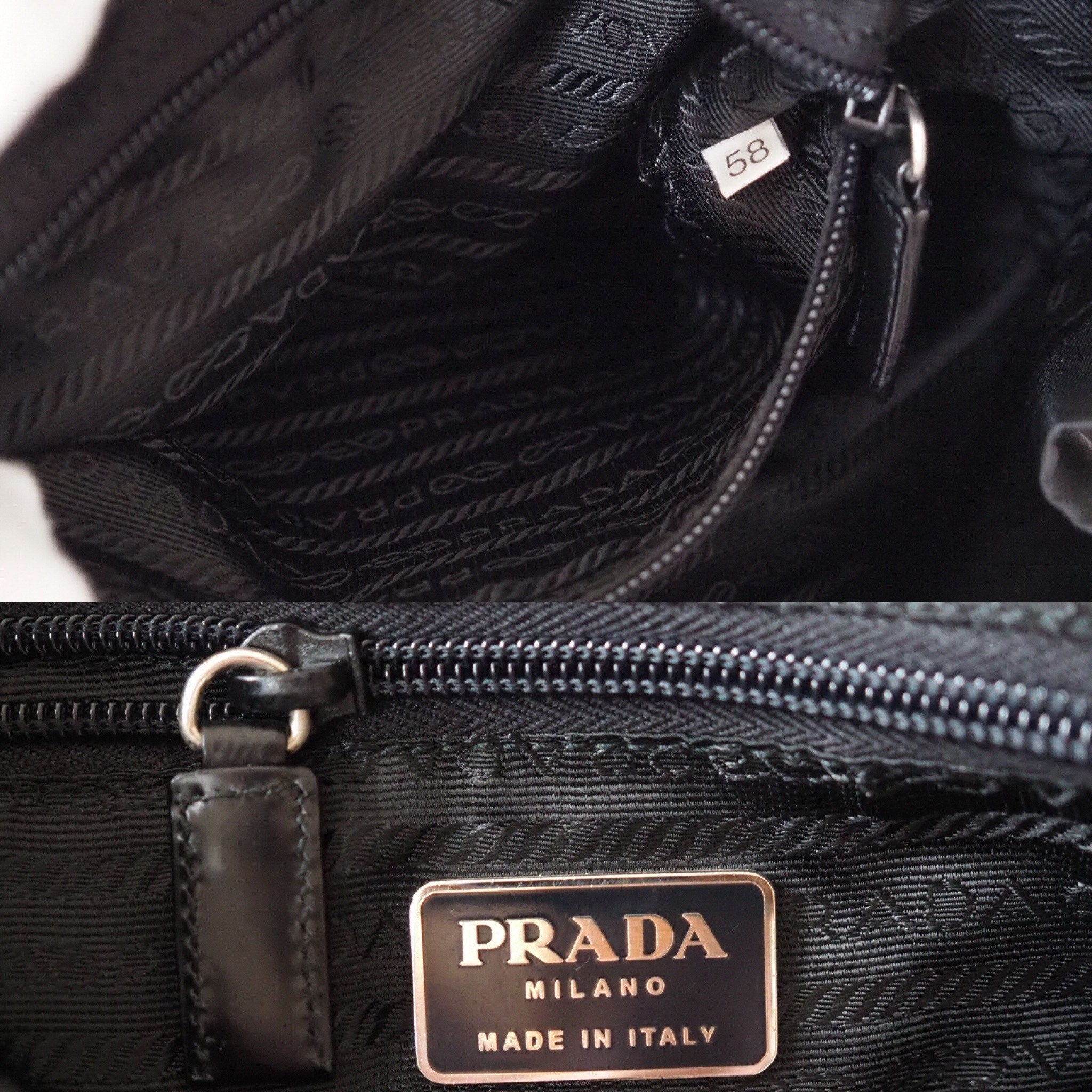 PRADA Nylon Leather Backpack Bag Black Logo Purse Authentic