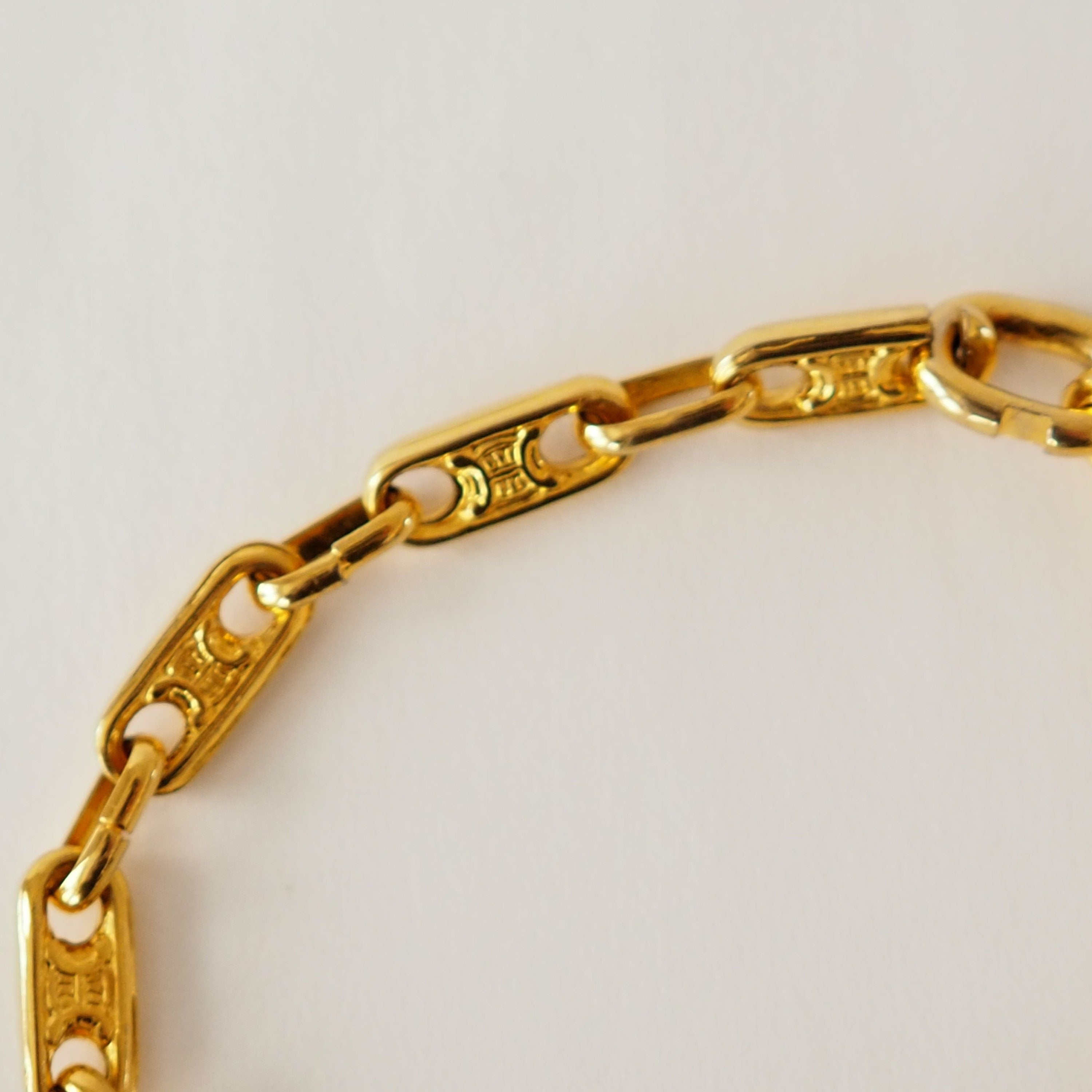 CELINE macadam Bracelet Vintage Metal Gold Authentic