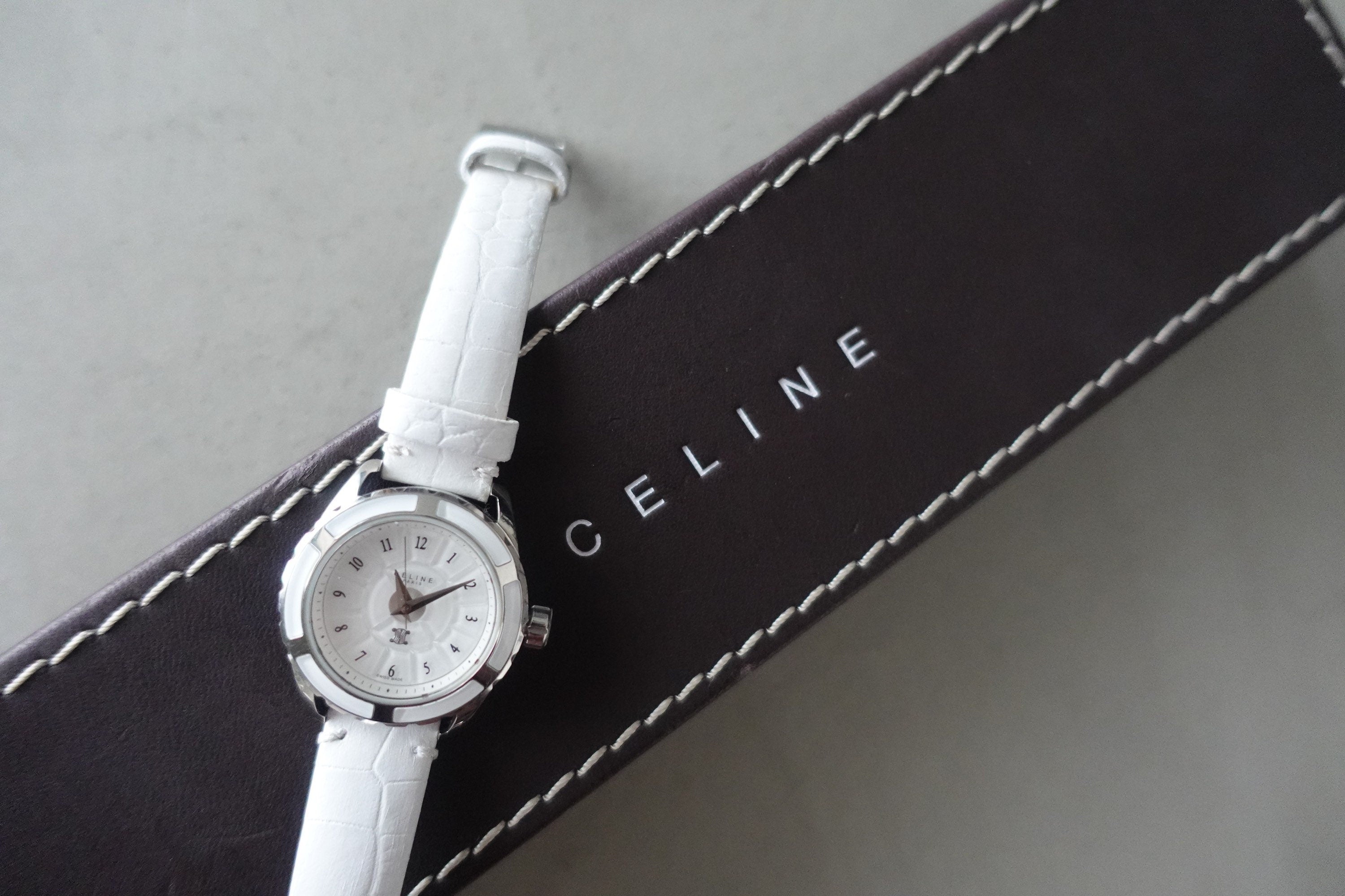 CELINE Watch Wristwatch  Macadam Logo Silver Color Steel Quartz Vintage