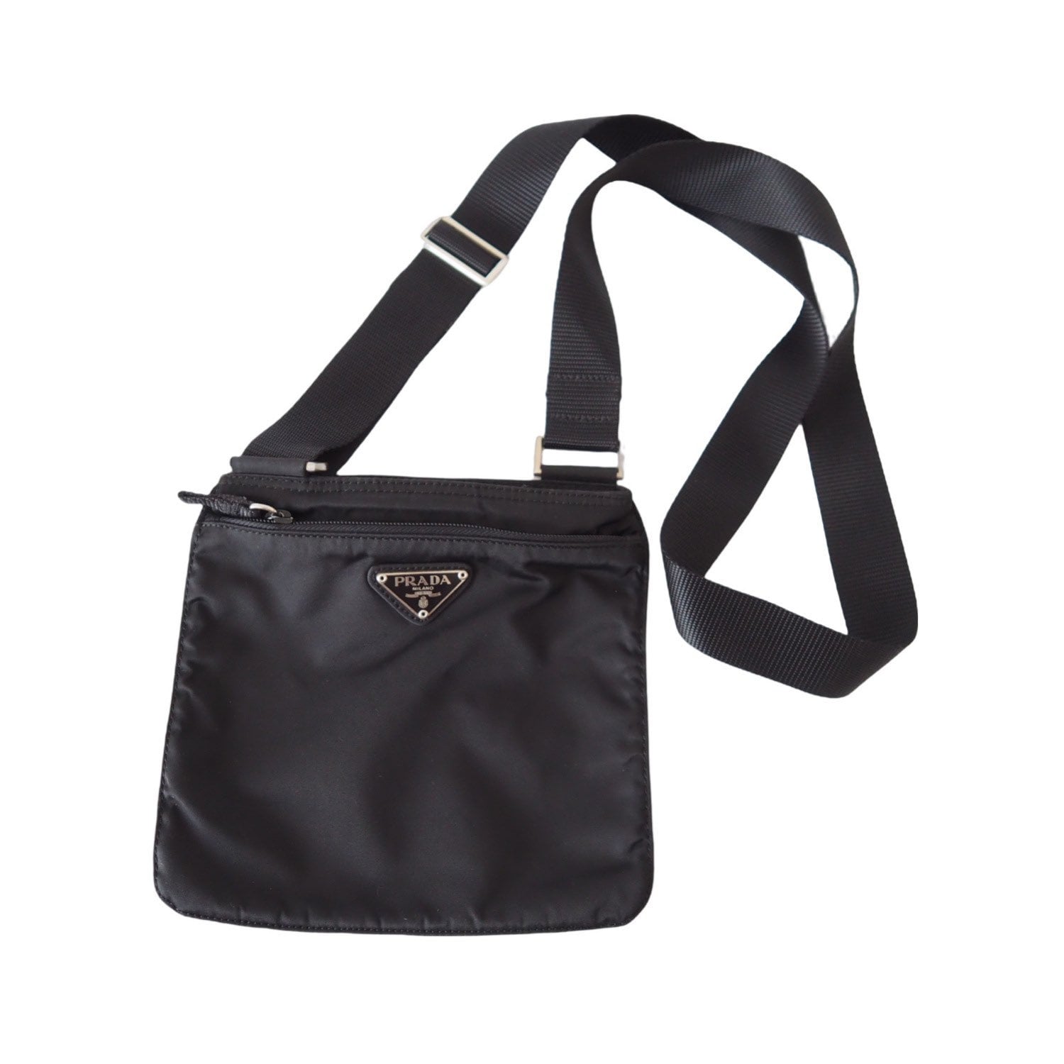 PRADA Nylon Shoulder Bag Sakosh Black Logo Authentic
