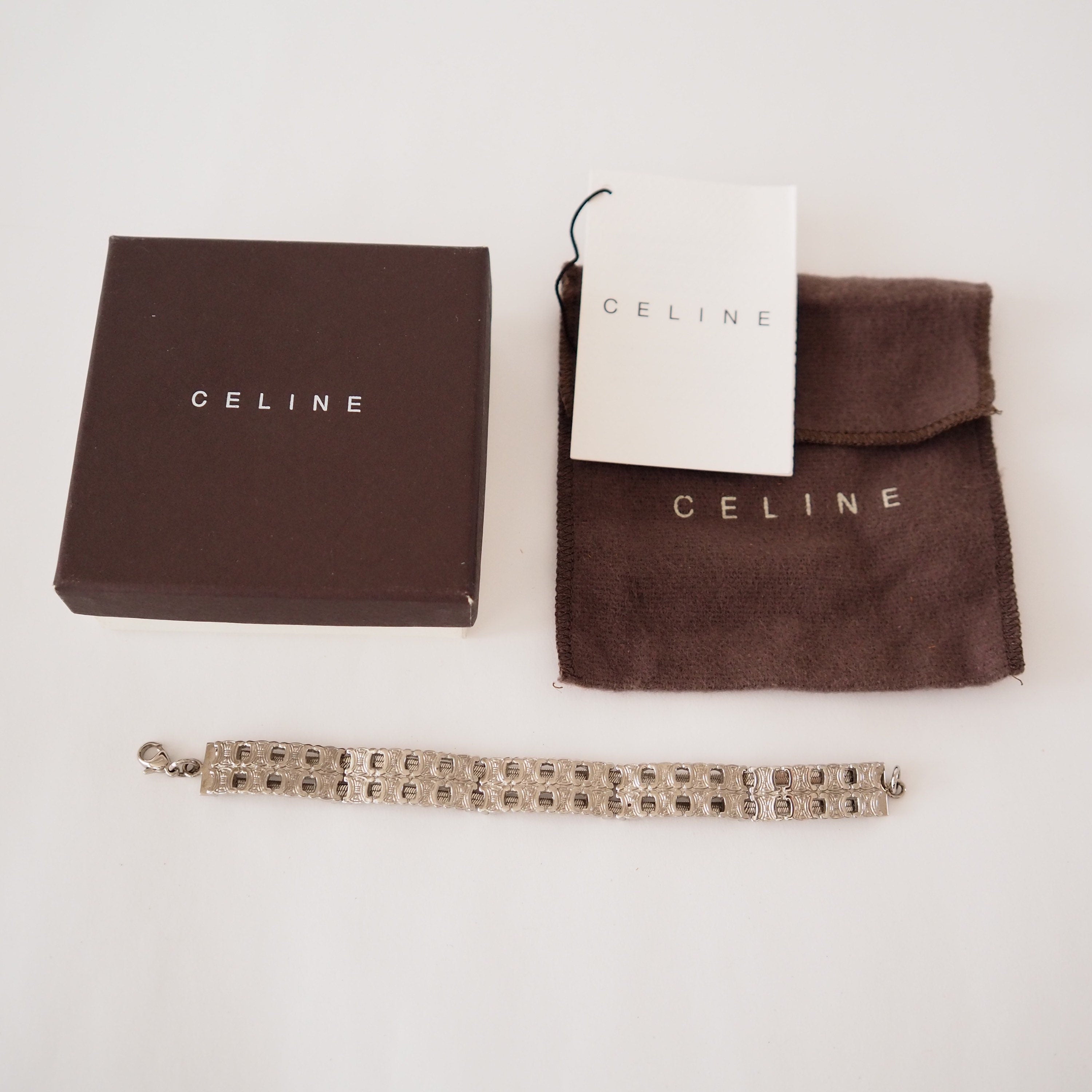 CELINE Macadam Bracelet Vintage Metal Silver Authentic