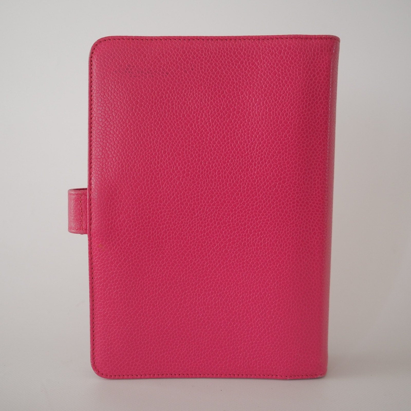 CHANEL CC Logo Caviar Skin Leather 6 Ring Agenda Diary Pink Vintage