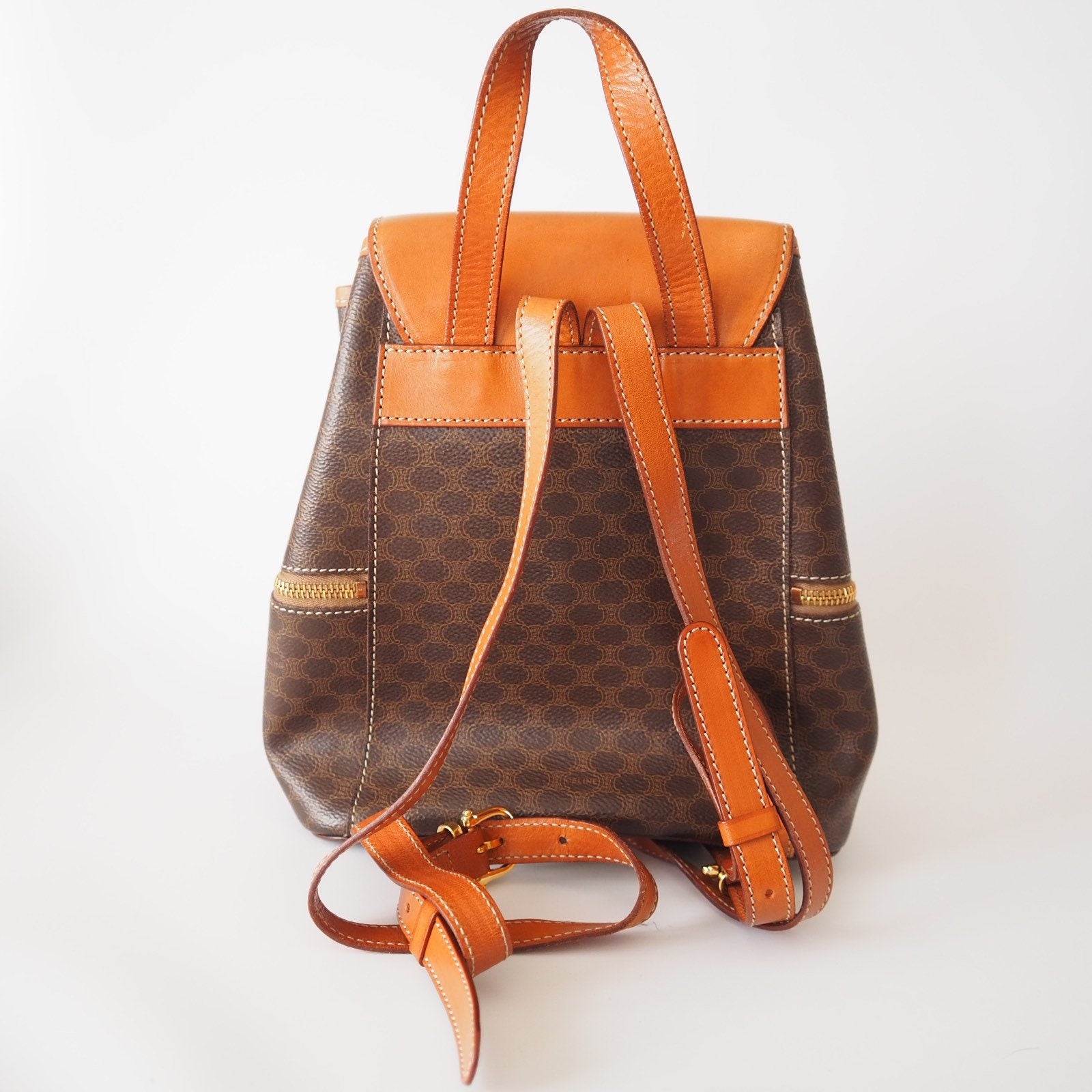 CELINE Macadam Backpack Bag Brown Vintage Authentic