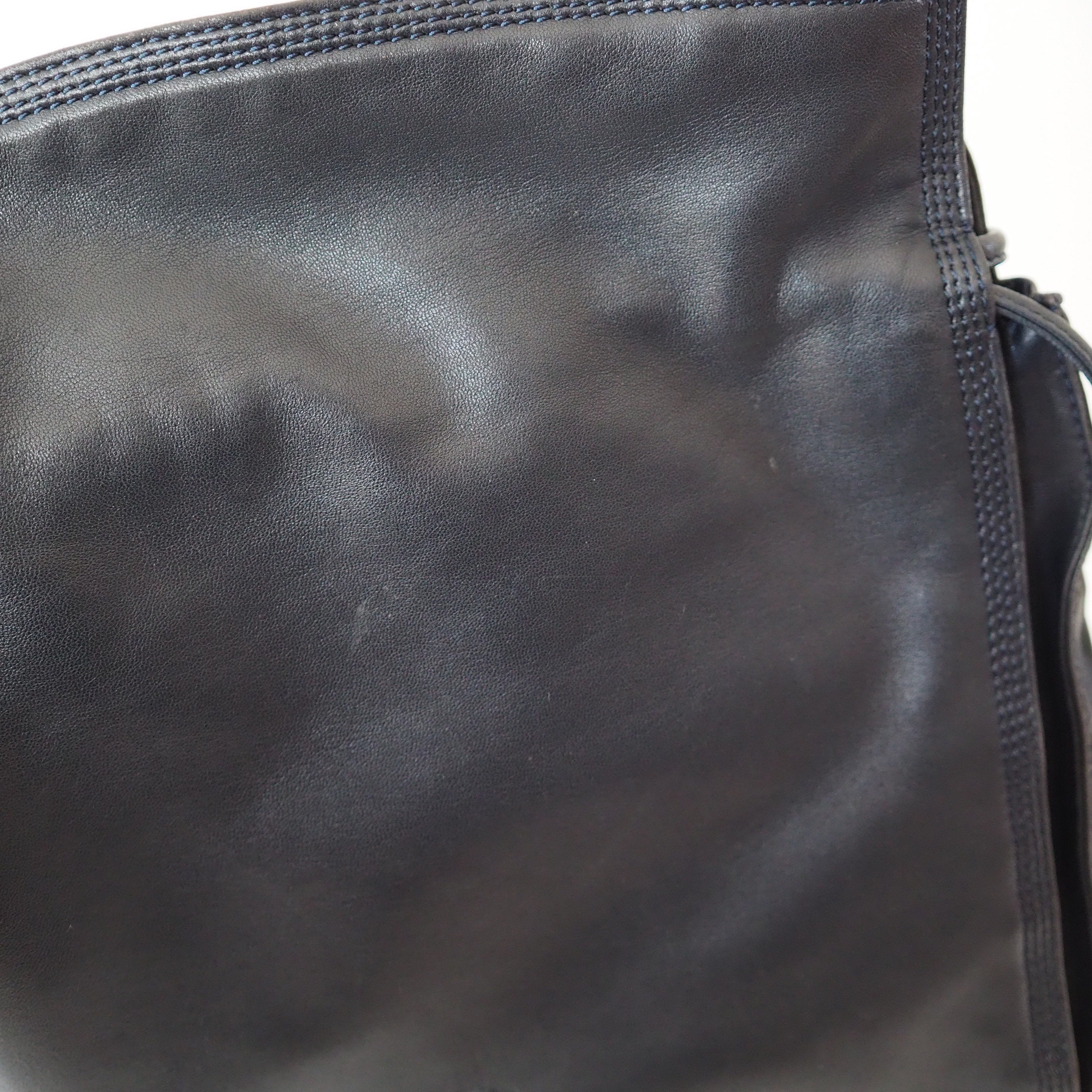 LOEWE  Flamenco Anagram Shoulder bag Navy Leather Vintage Authentic