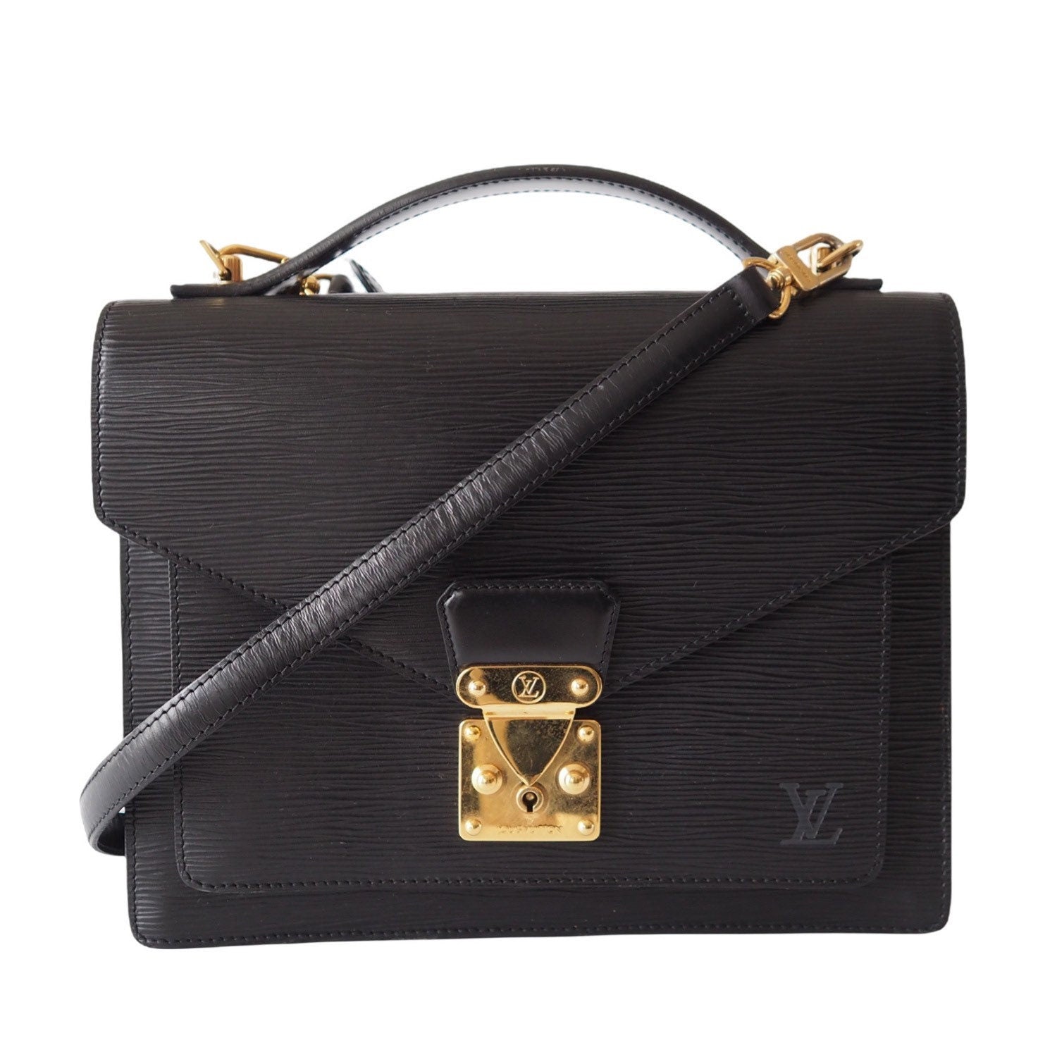 LOUIS VUITTON Epi Monceau 2way Hand Shoulder Bag Black Authentic