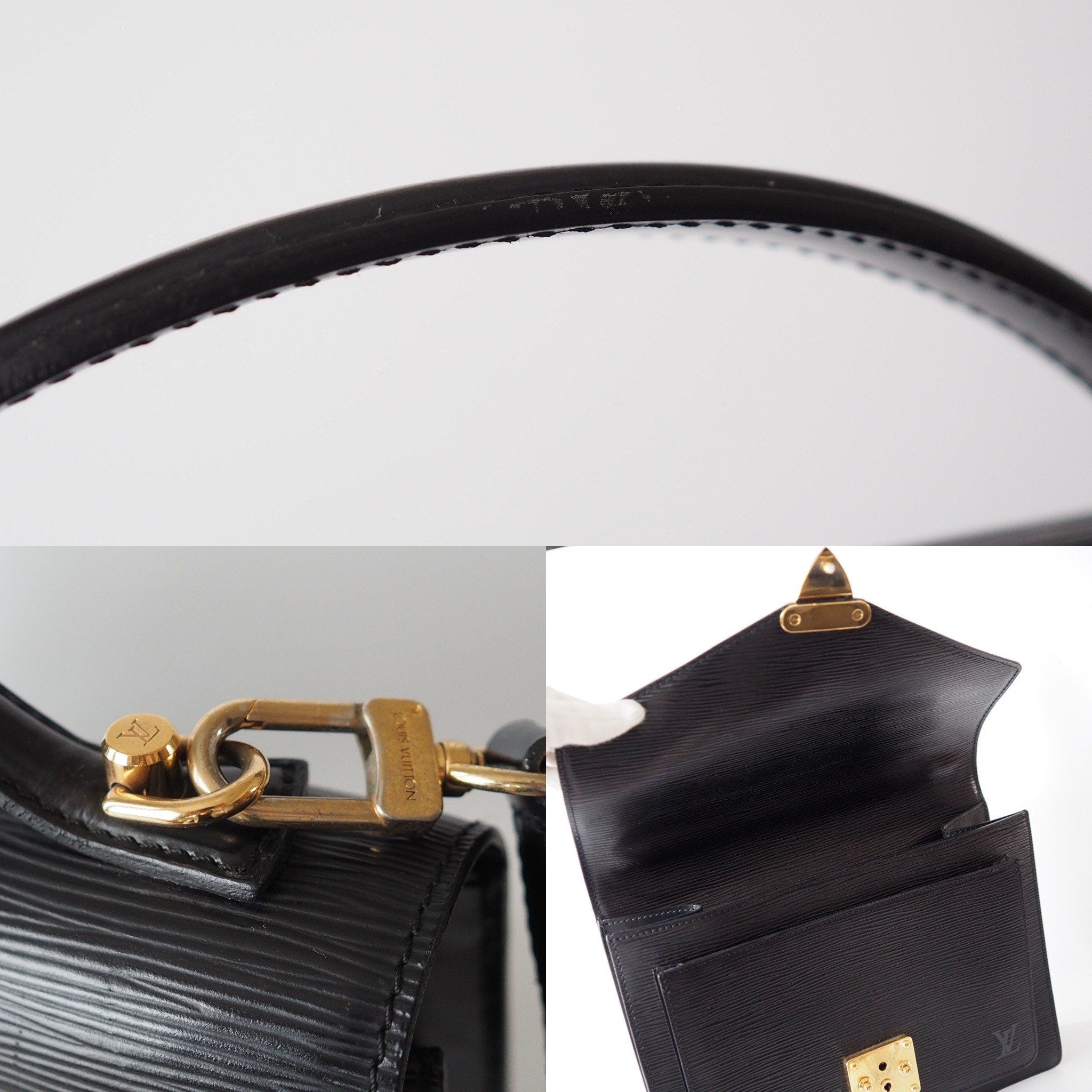 LOUIS VUITTON Epi Monceau 2way Hand Shoulder Bag Black Authentic