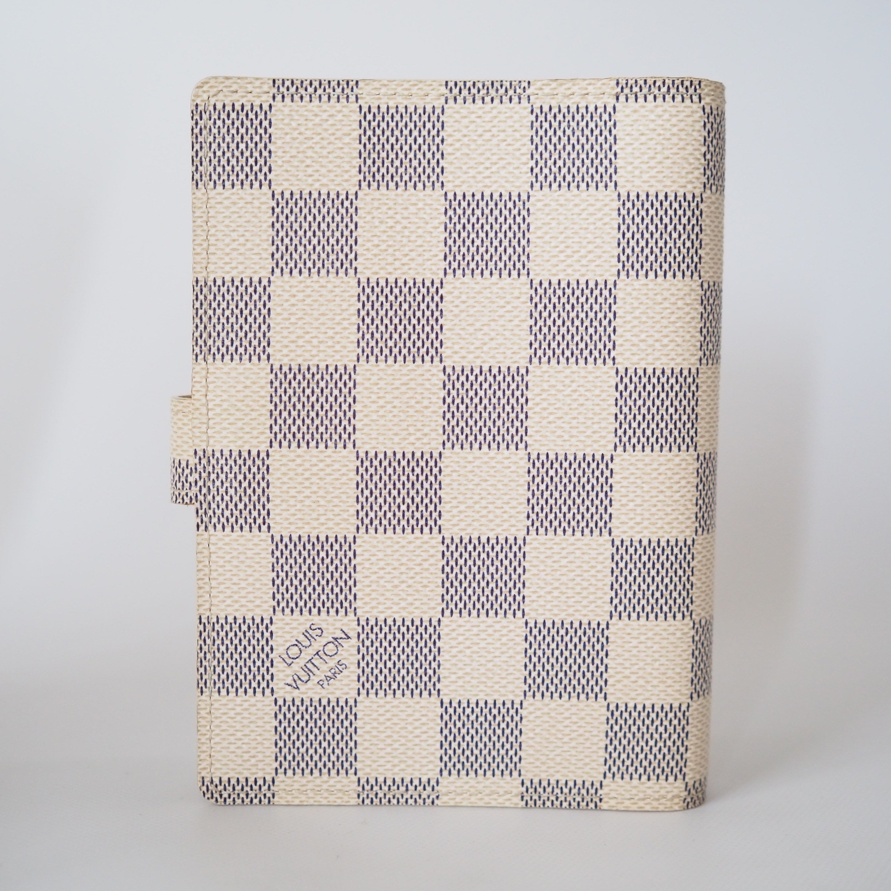 LOUIS VUITTON Damier Azur Agenda PM Day Planner Cover Lv Authentic