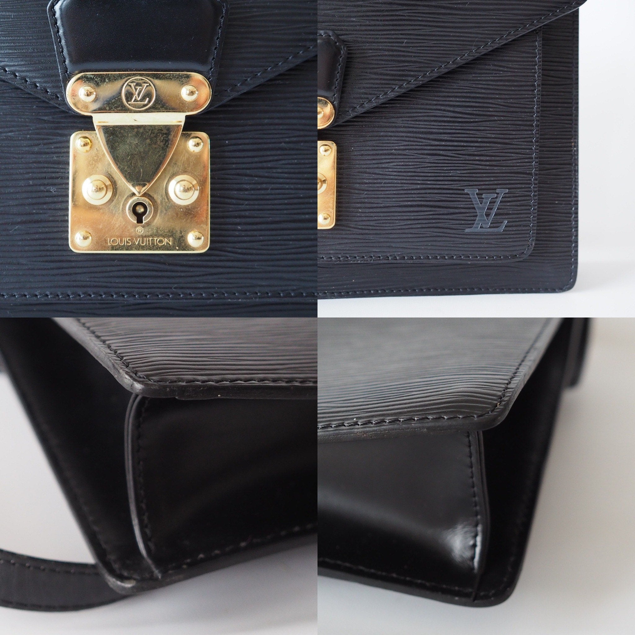 LOUIS VUITTON Epi Monceau 2way Hand Shoulder Bag Black Authentic