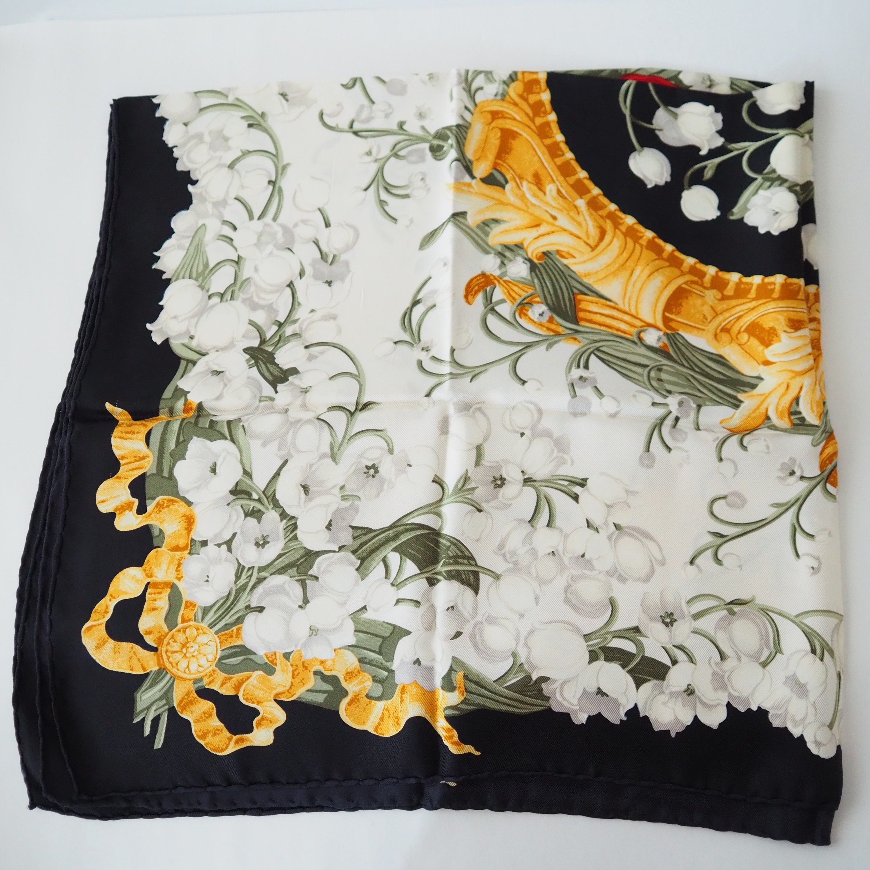 Christian Dior Scarf Silk Flower Authentic