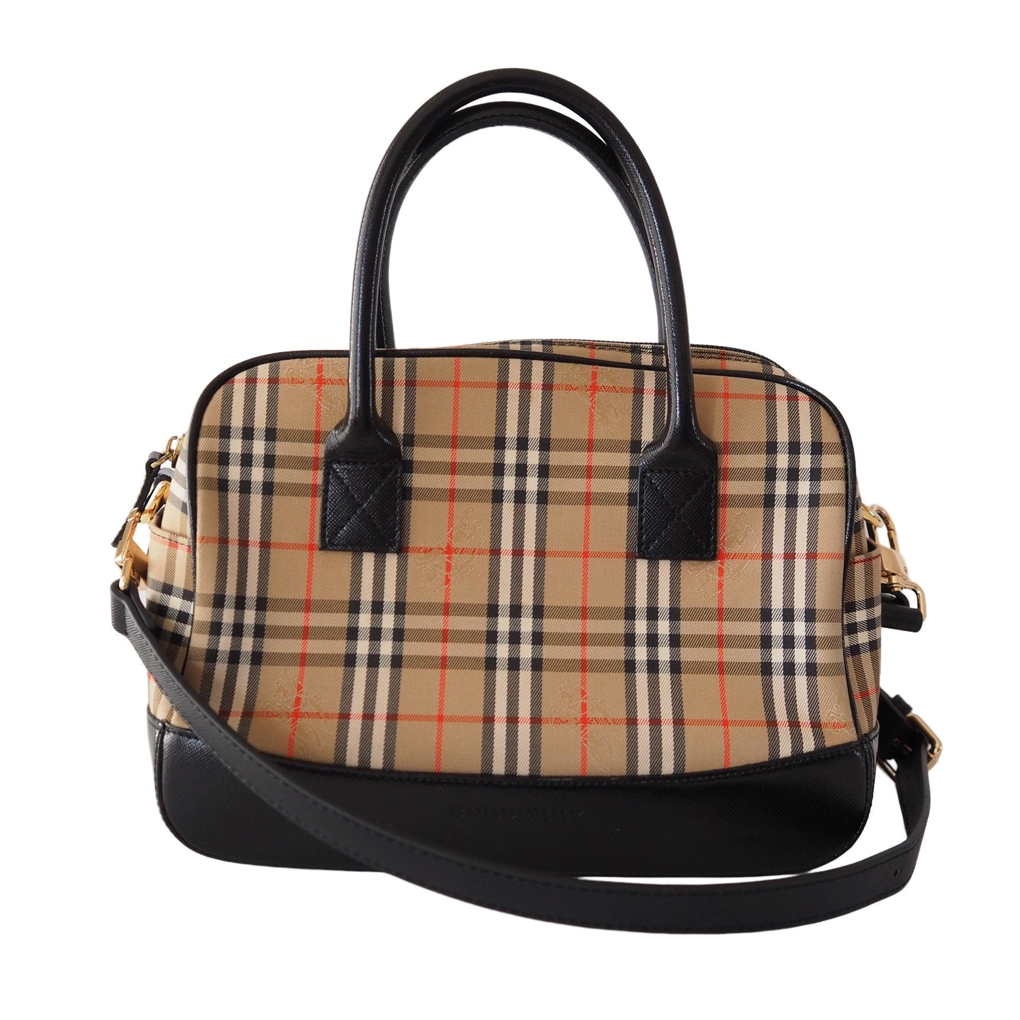 Burberry Nova Check 2way Hand Shoulder Boston Bag Authentic