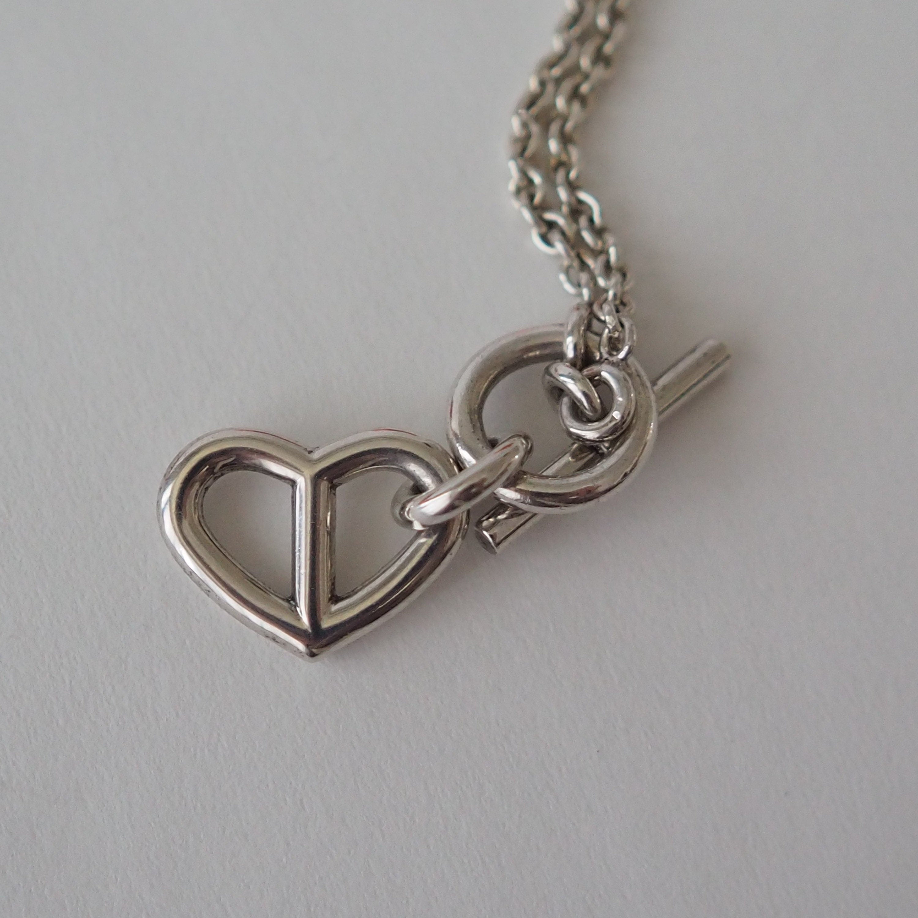 HERMES Chaine Dancre Heart Necklace SV925 Silver Box Vintage Authentic