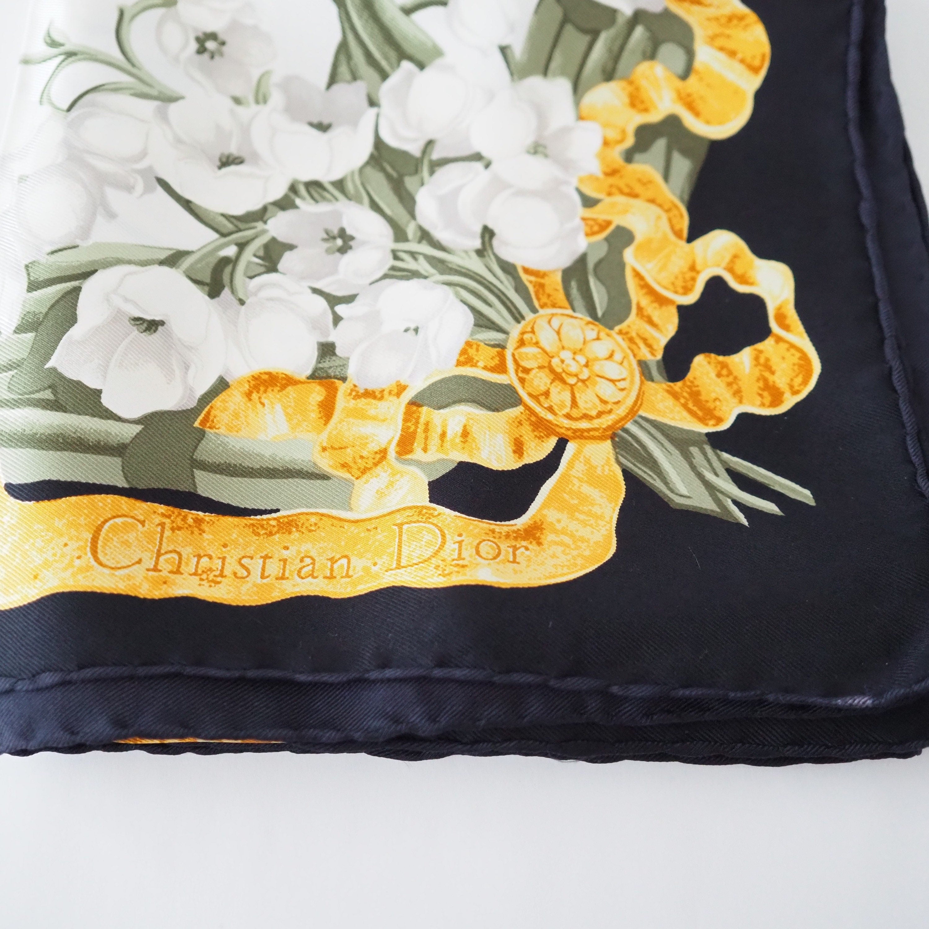 Christian Dior Scarf Silk Flower Authentic