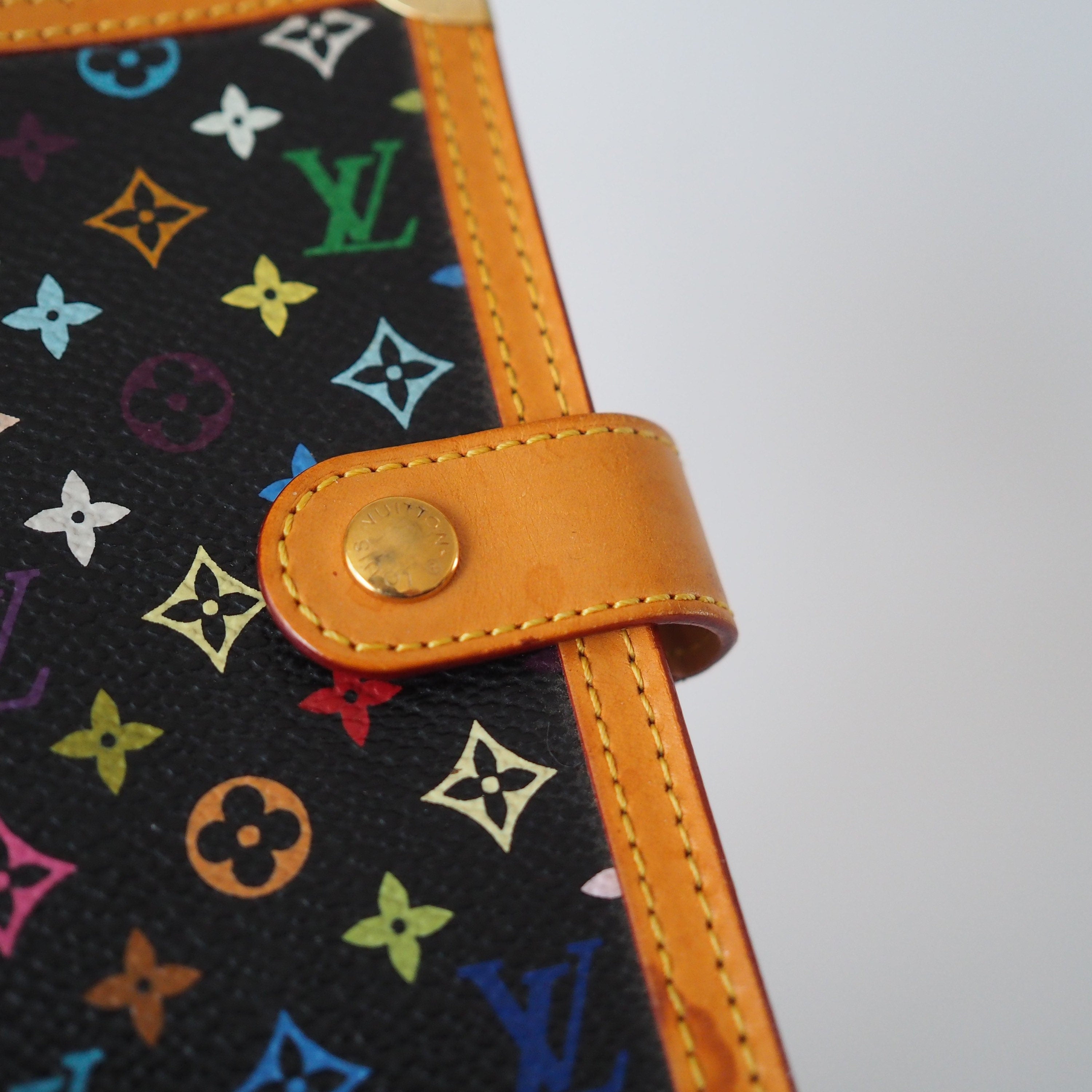 LOUIS VUITTON Monogram Multi color Agenda PM Day Planner Cover Black Lv Authentic