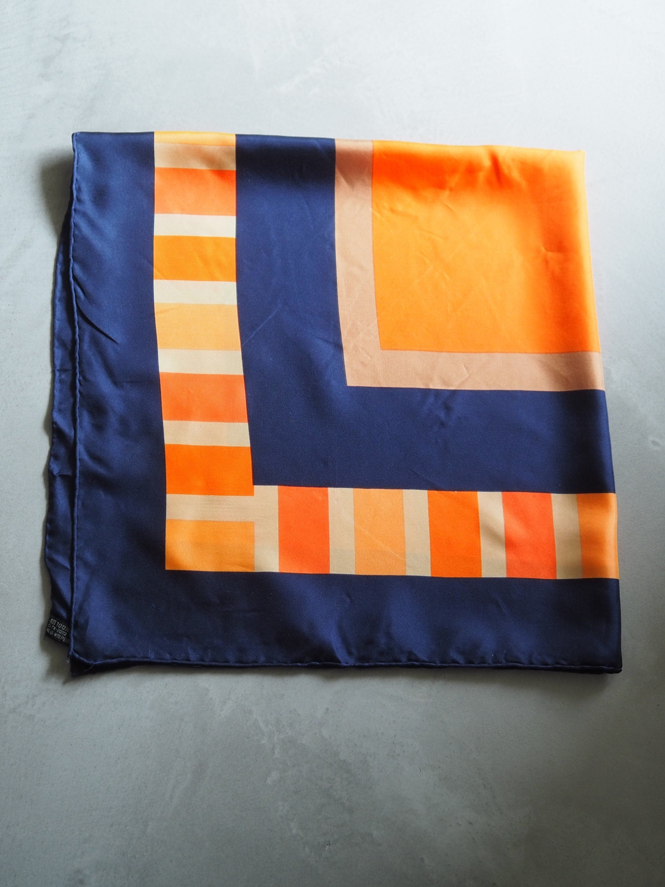 Yves Saint Laurent YSL Scarf Navy Orange Authentic