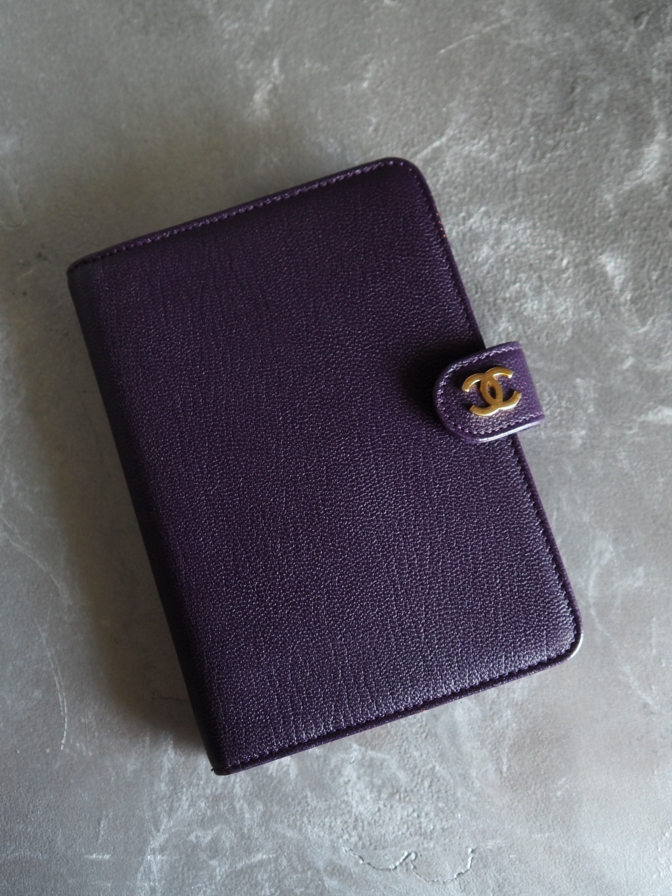 CHANEL COCO Leather 6 Ring Agenda Diary Purple Vintage