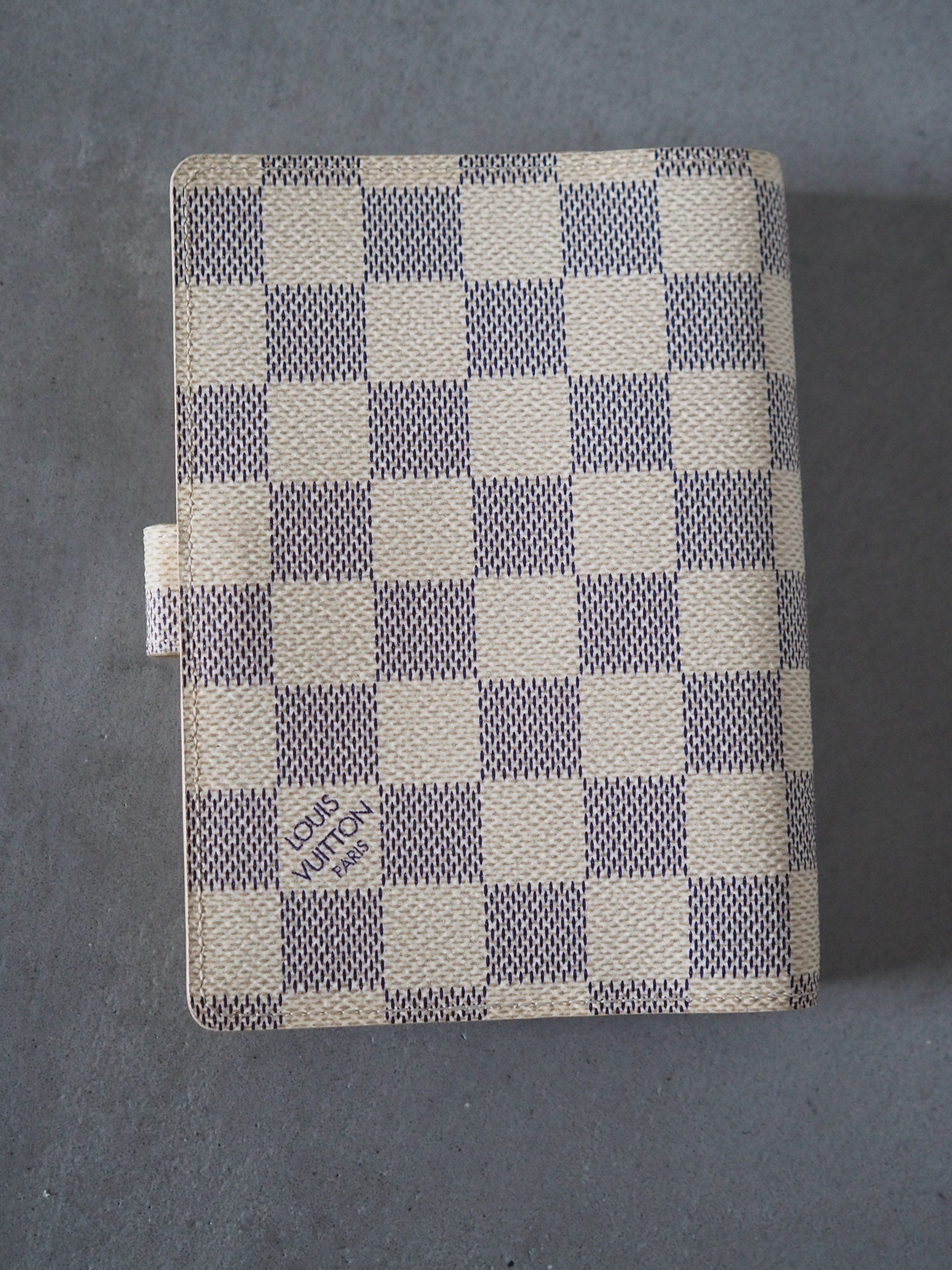 LOUIS VUITTON Damier Azur Agenda PM Day Planner Cover Lv Authentic