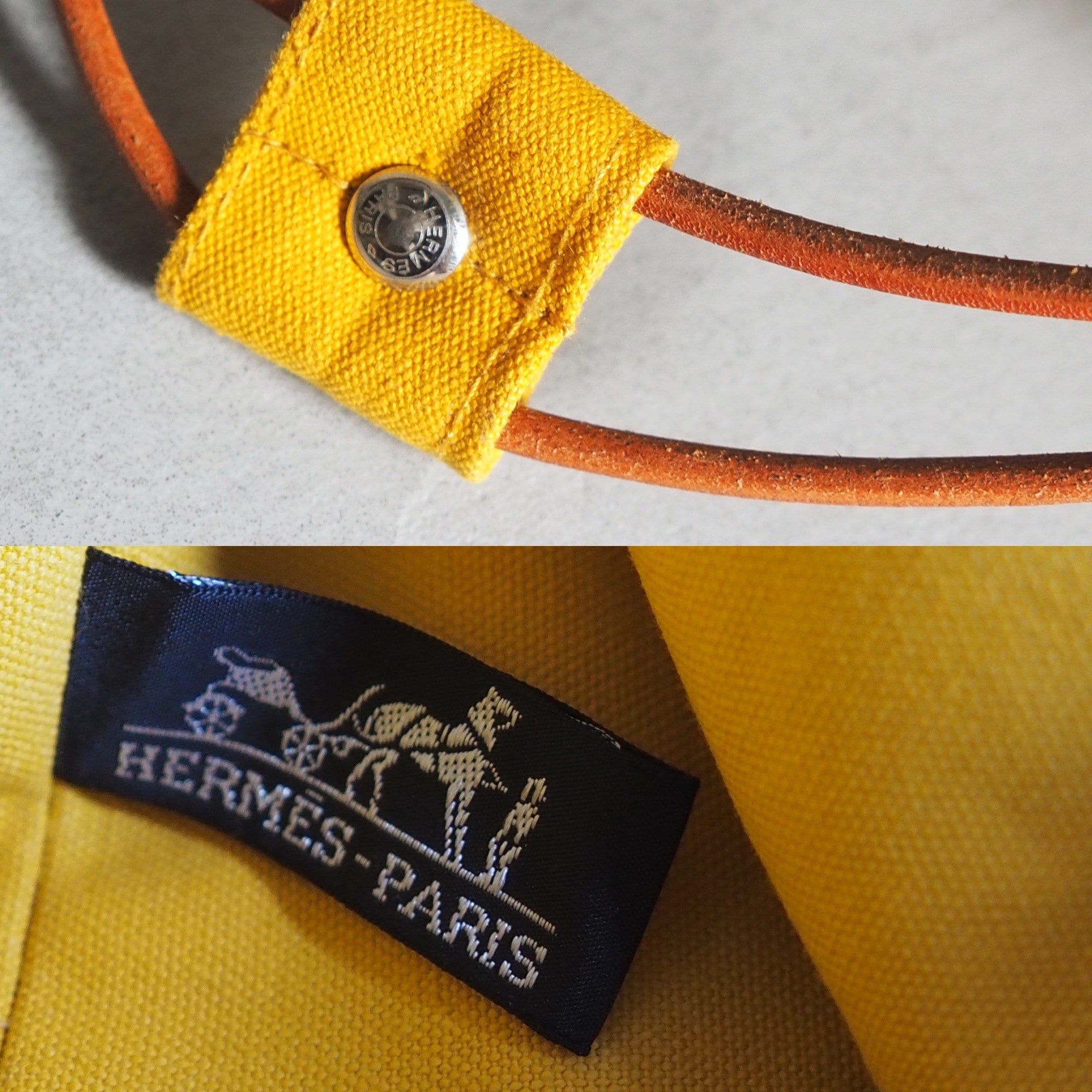 HERMES Matelot Marcel Backpack Canvas Yellow Authentic