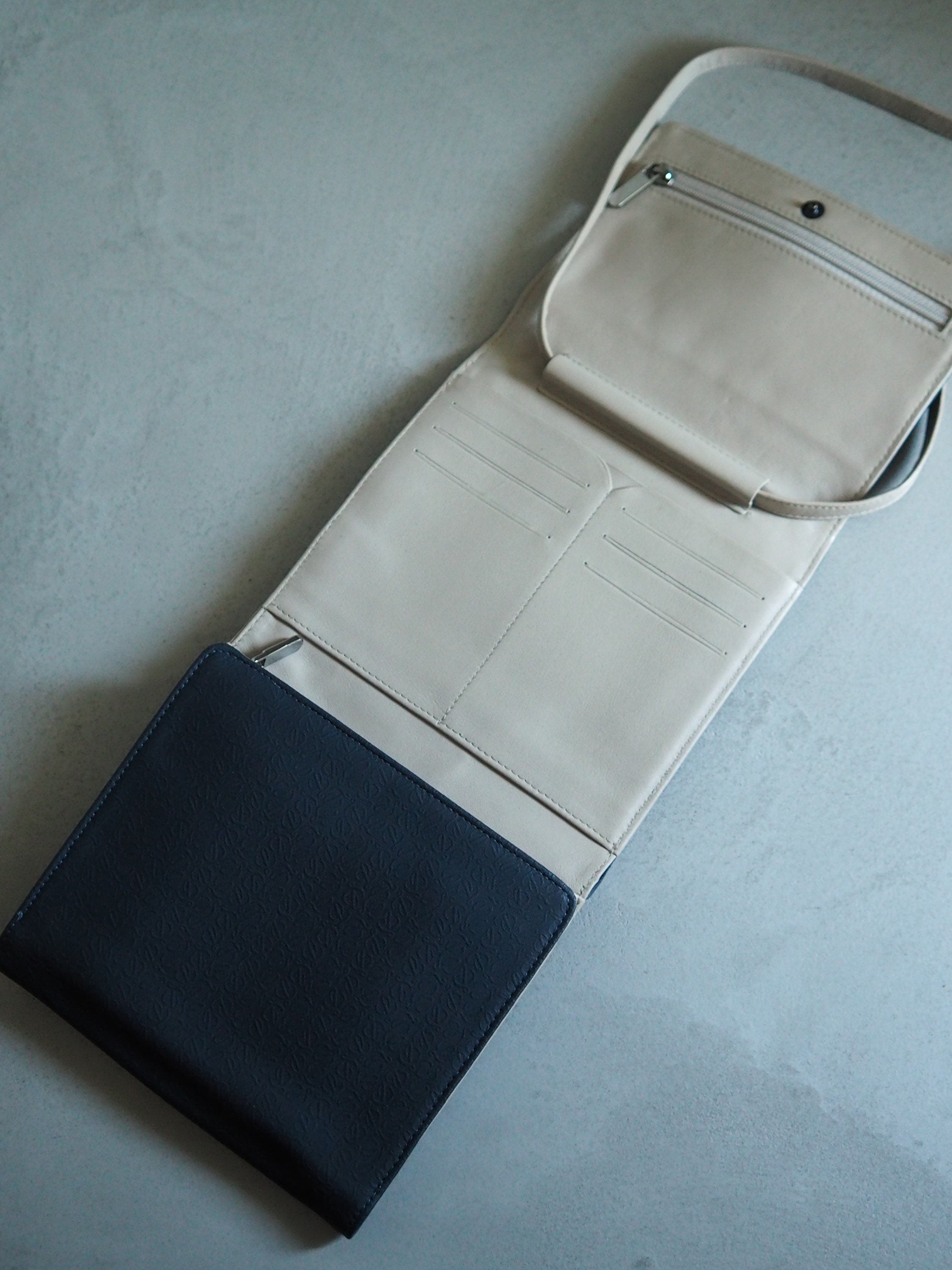 LOEWE Repeat Anagram Shoulder bag Wallet Navy Leather Vintage Authentic