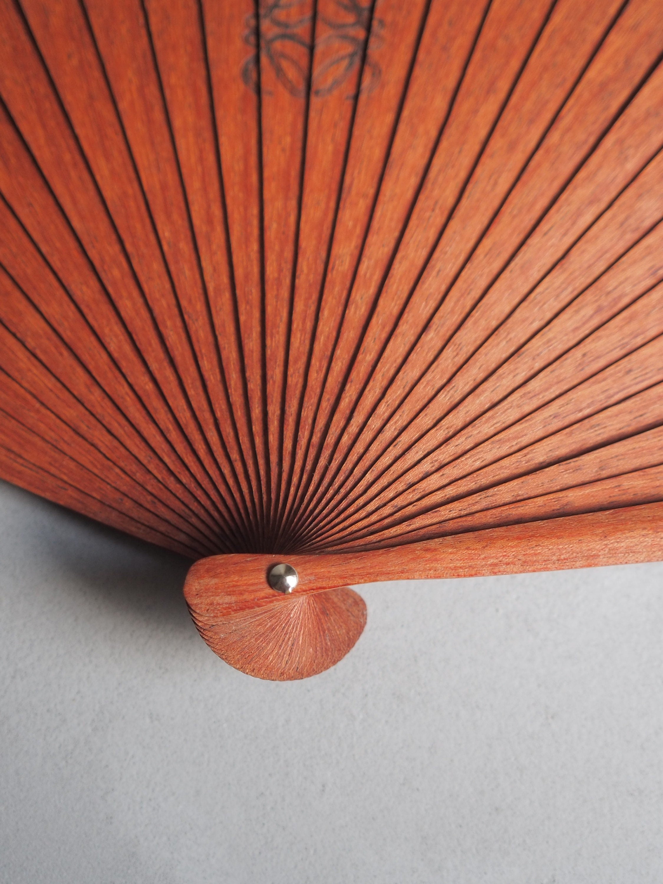 LOEWE Anagram Hand fan Wood Vintage Authentic Box