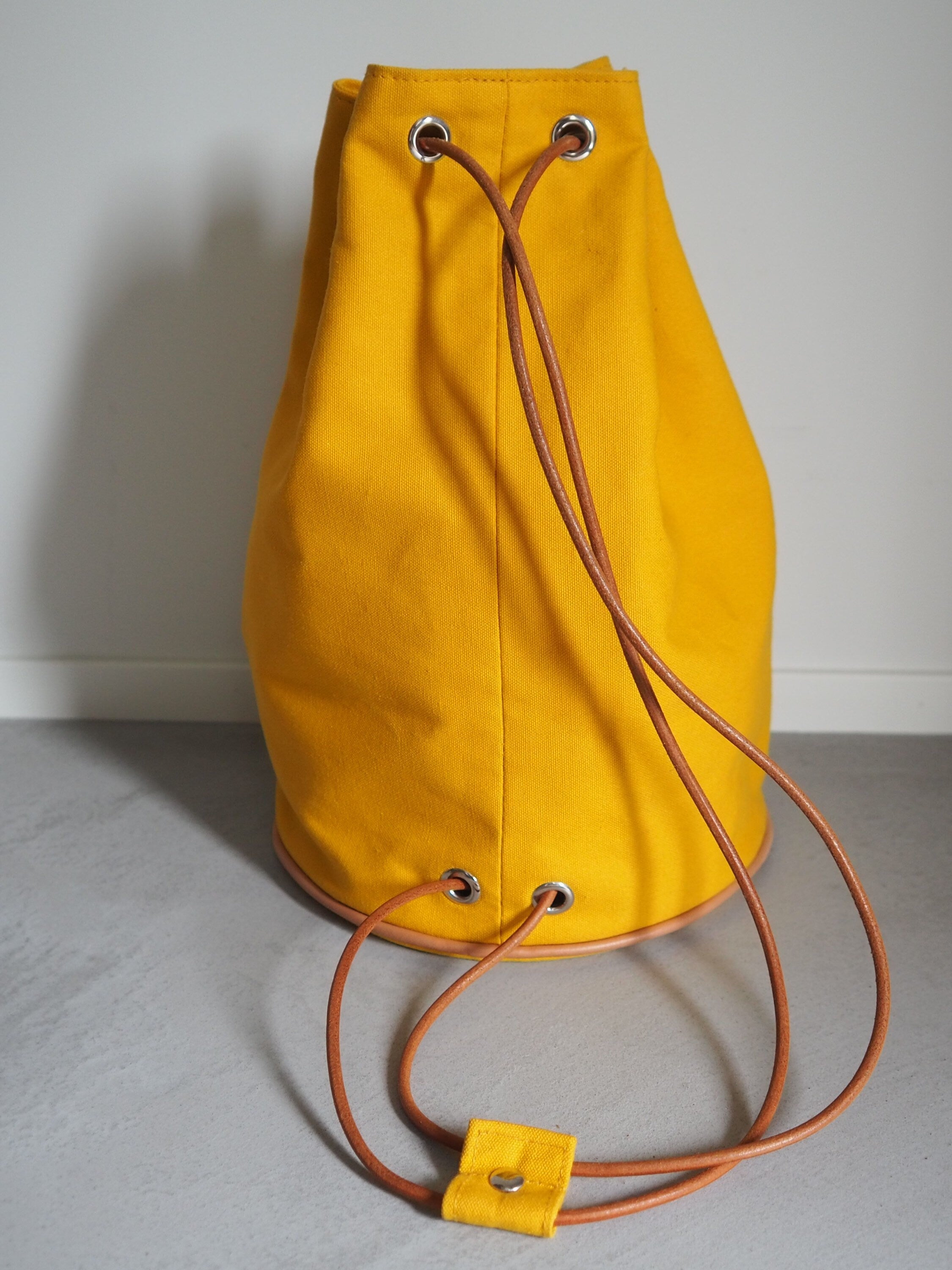 HERMES Matelot Marcel Backpack Canvas Yellow Authentic