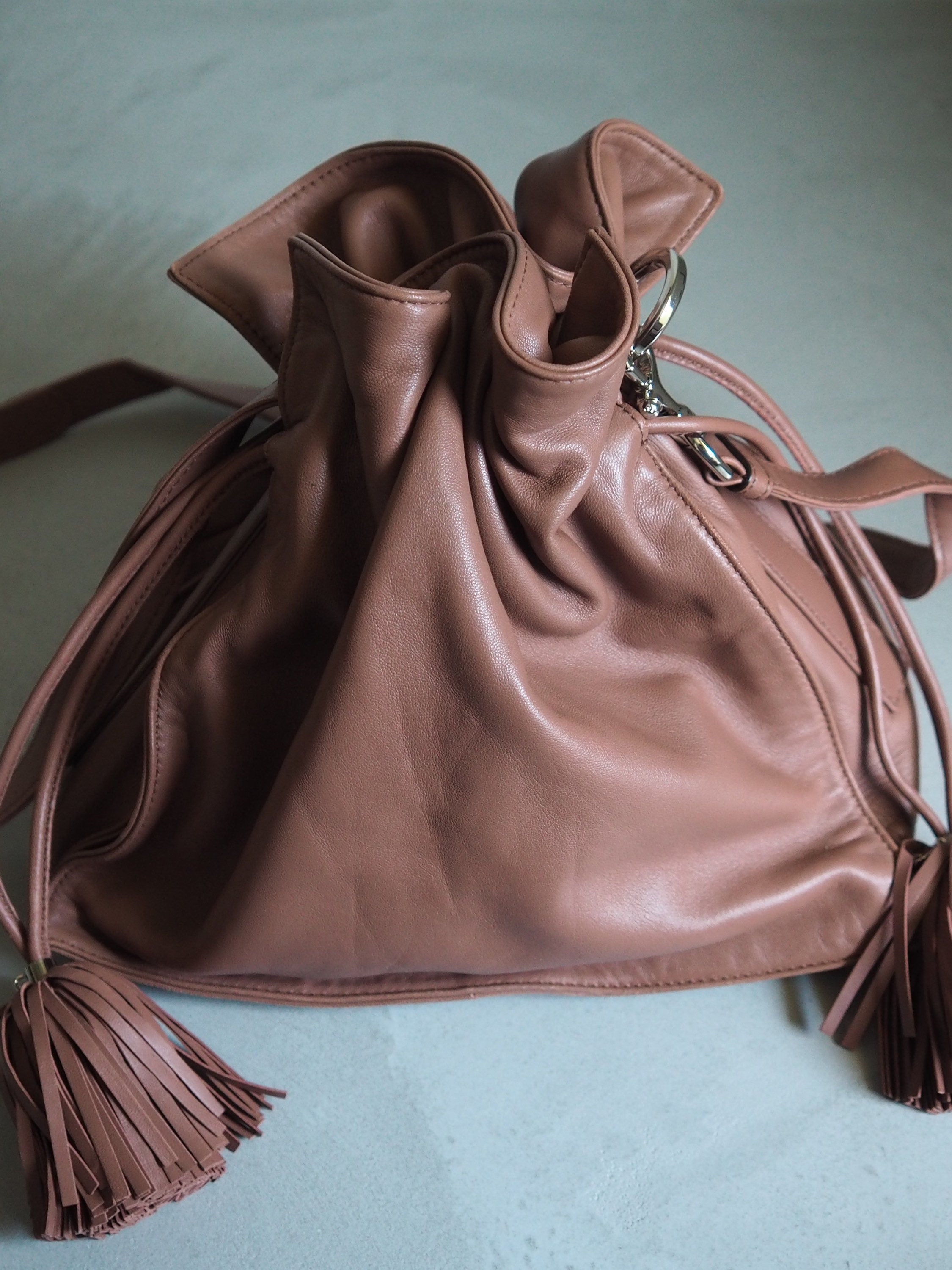 LOEWE  Flamenco Anagram Shoulder bag Brown Leather Vintage Authentic