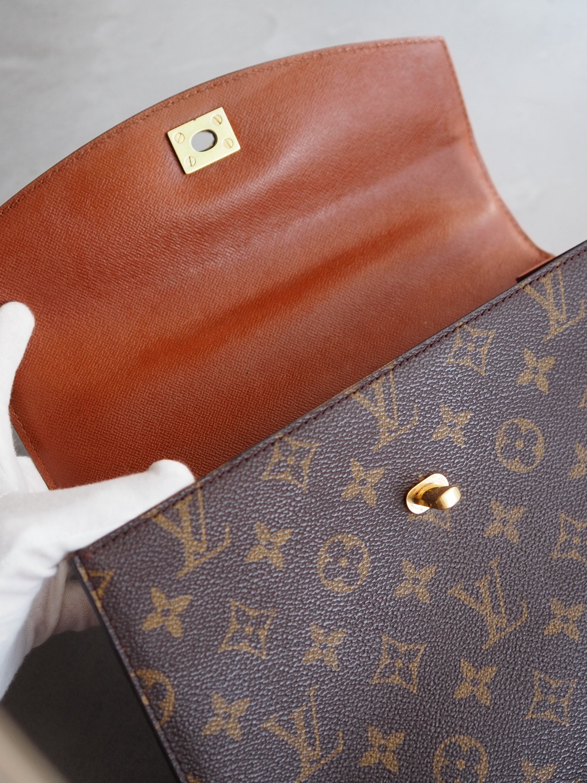 LOUIS VUITTON Monogram Malesherbes Hand Bag Brown M51379 Authentic